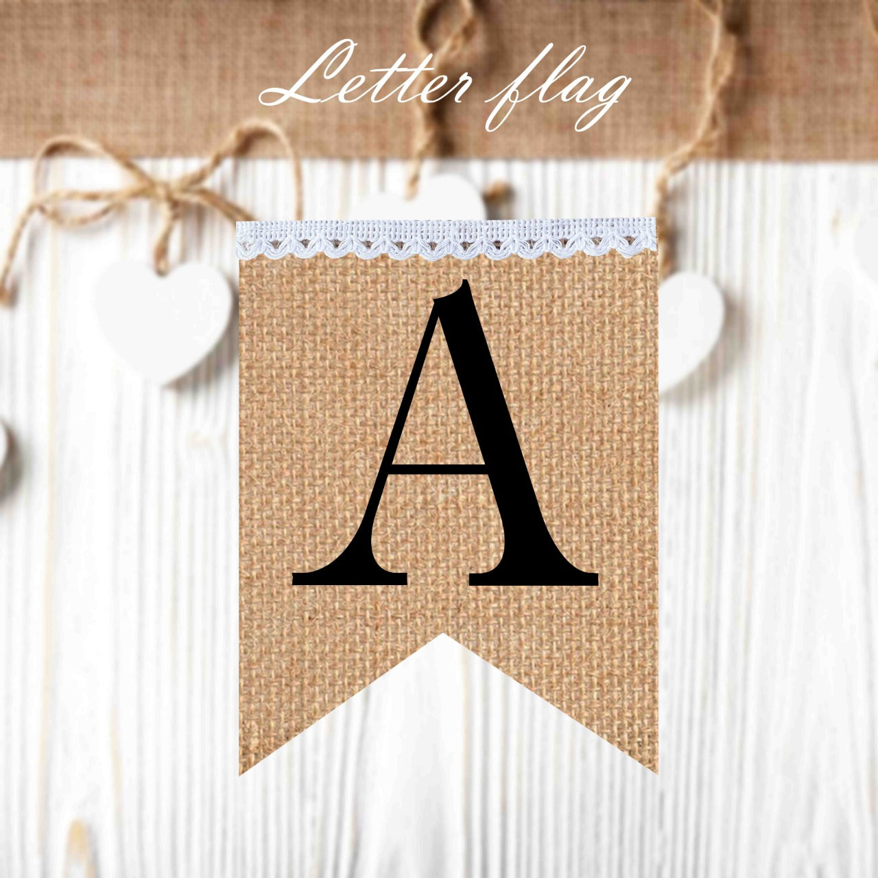 Single Letter flags in black vintage style ( 10pieces in package ) to create your own banner.