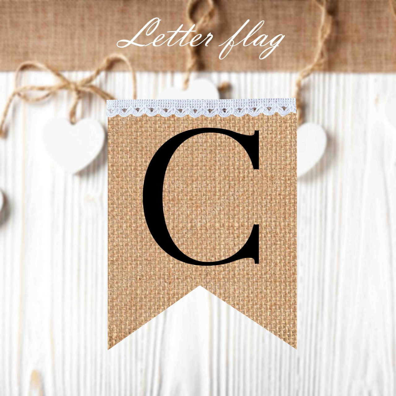 Single Letter flags in black vintage style ( 10pieces in package ) to create your own banner.