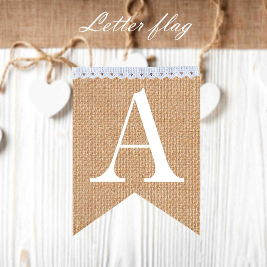 Single Letter flags in white vintage style ( 10pieces in package ) to create your own banner.