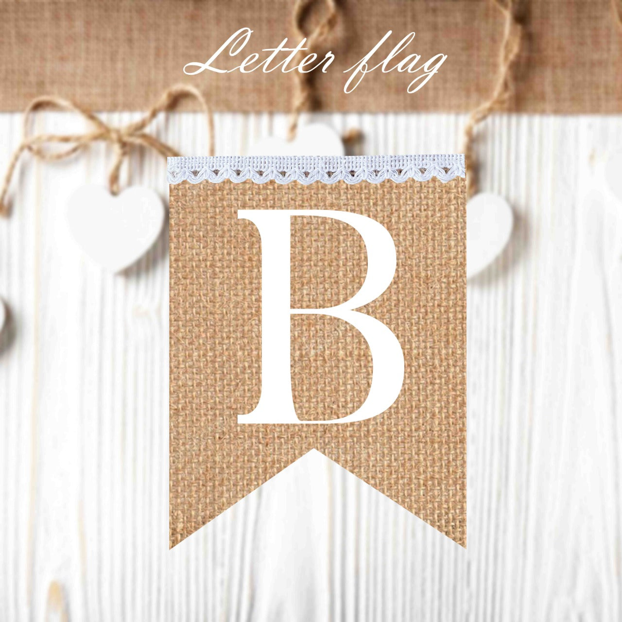 Single Letter flags in white vintage style ( 10pieces in package ) to create your own banner.