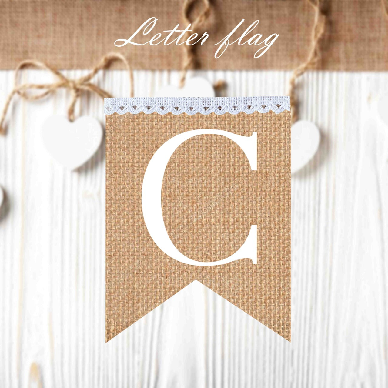 Single Letter flags in white vintage style ( 10pieces in package ) to create your own banner.