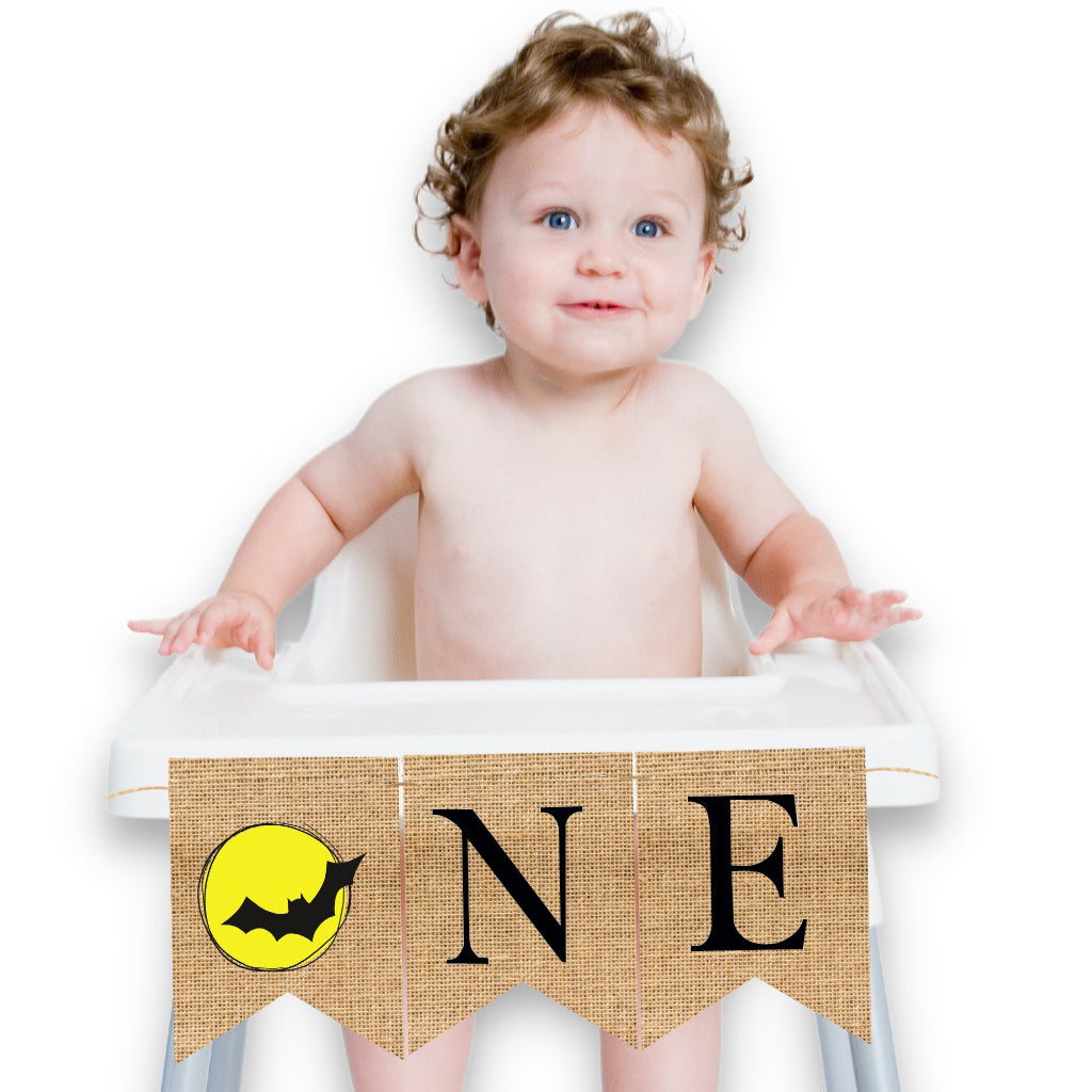 Bat man Birthday Banner Party Decoration | bat man Highchair Bunting for Boy 1st First Birthday Decor