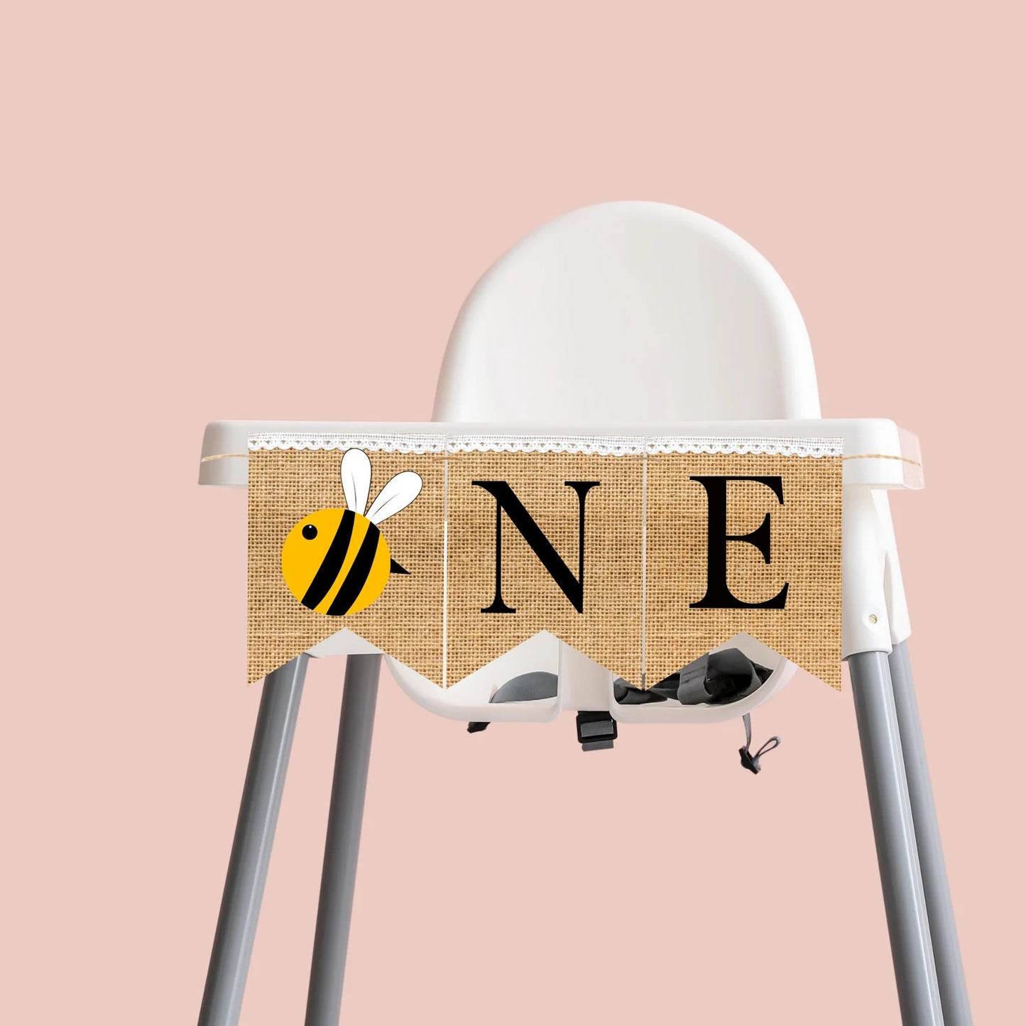 BUMBLE BEE HIGHCHAIR BANNER - Bee High Chair Banner, Bee Birthday Bunting, Bee Smash Cake, 1st Birthday Photo Backdrop, One Banner