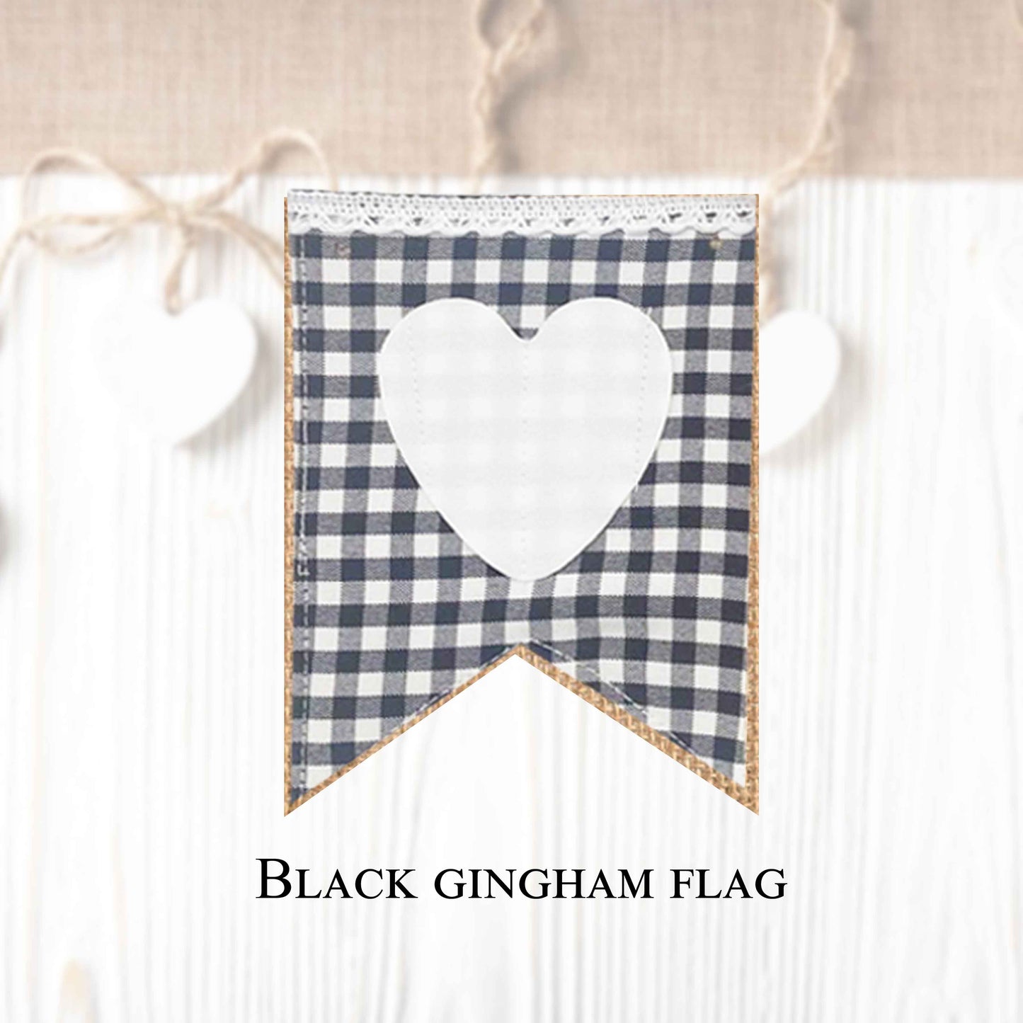 Gingham flags in regular and vintage style (10 pieces in a package) to create your own banner.