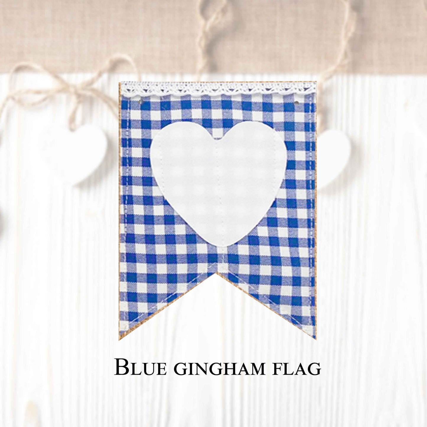 Gingham flags in regular and vintage style (10 pieces in a package) to create your own banner.