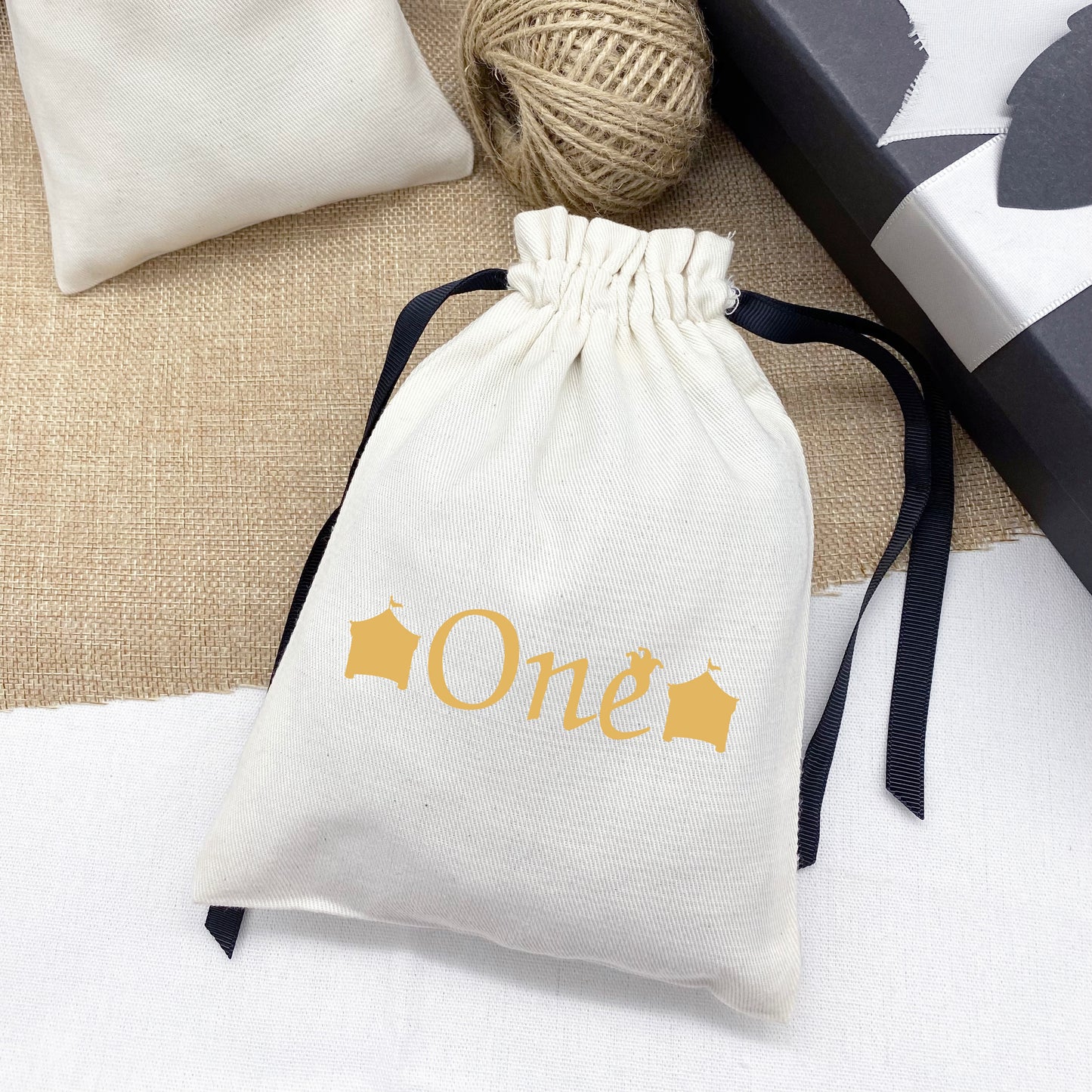 Cotton canvas goodie bags for guests in kids birthday party