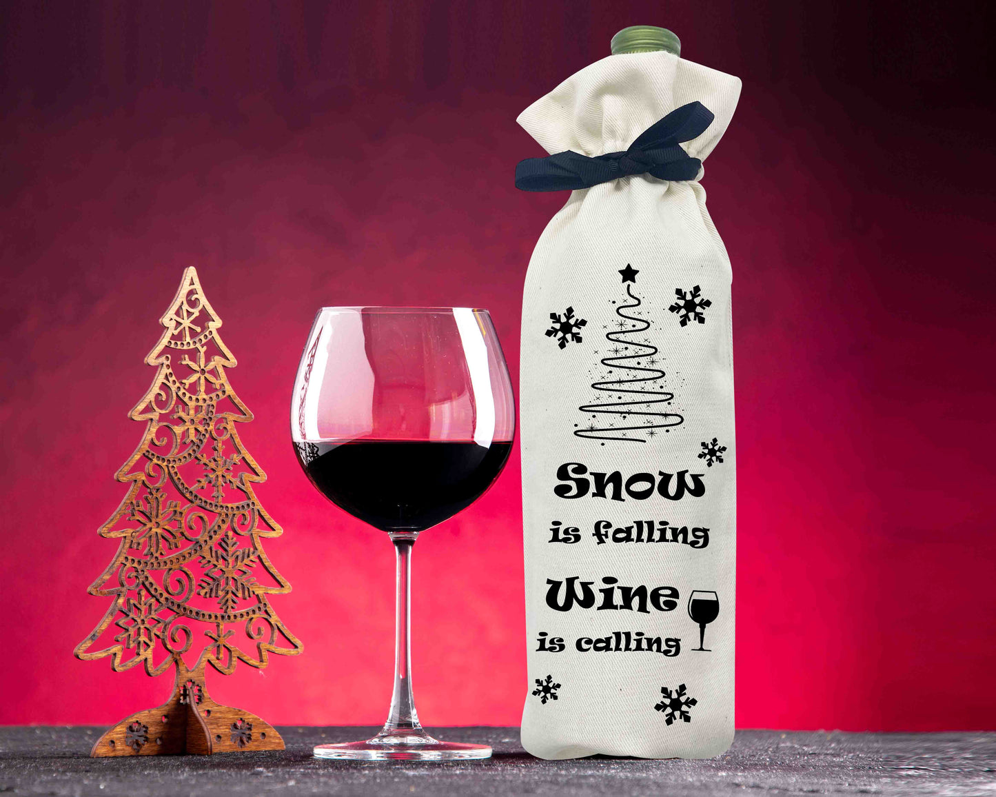 Set of 6 Christmas wine bags for your Christmas party, Christmas wine bags, Holiday wine bags