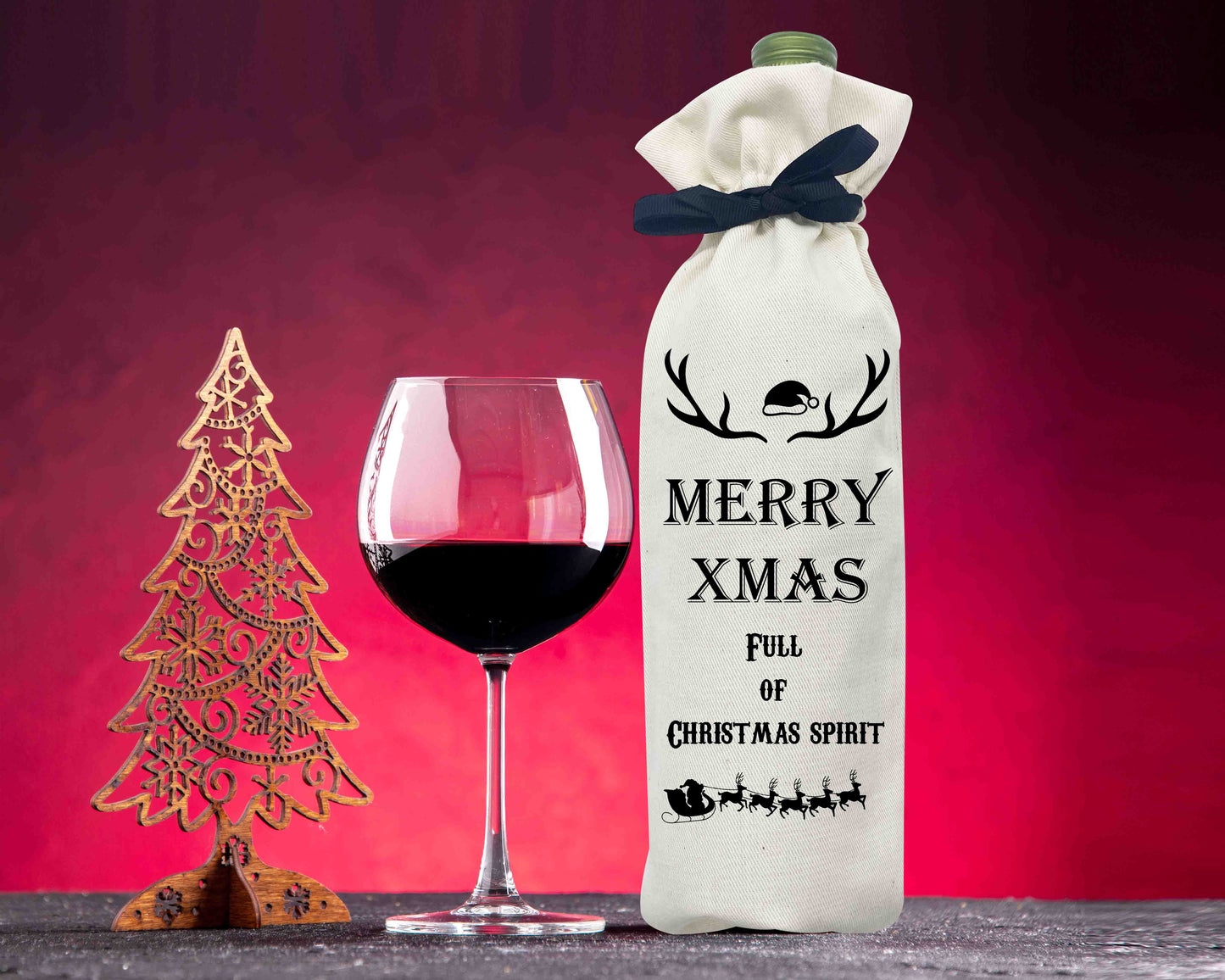 Set of 6 Christmas wine bags for your Christmas party, Christmas wine bags, Holiday wine bags