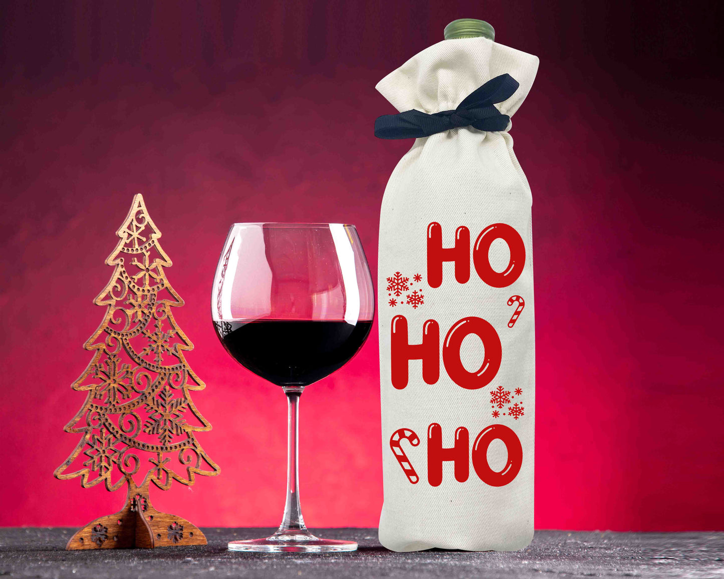 Set of 6 Christmas wine bags for your Christmas party, Christmas wine bags, Holiday wine bags