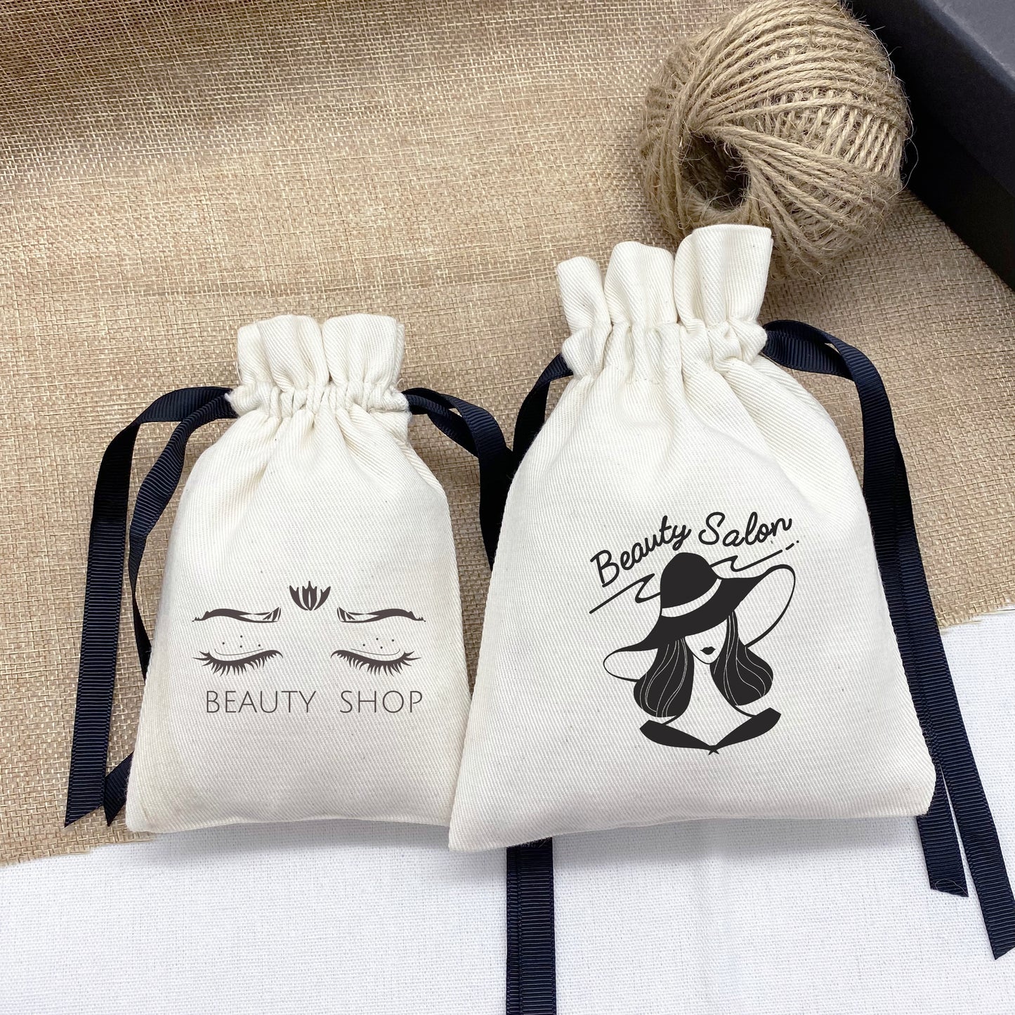 Cotton cosmetic bags, drawstring bag, customized bags.