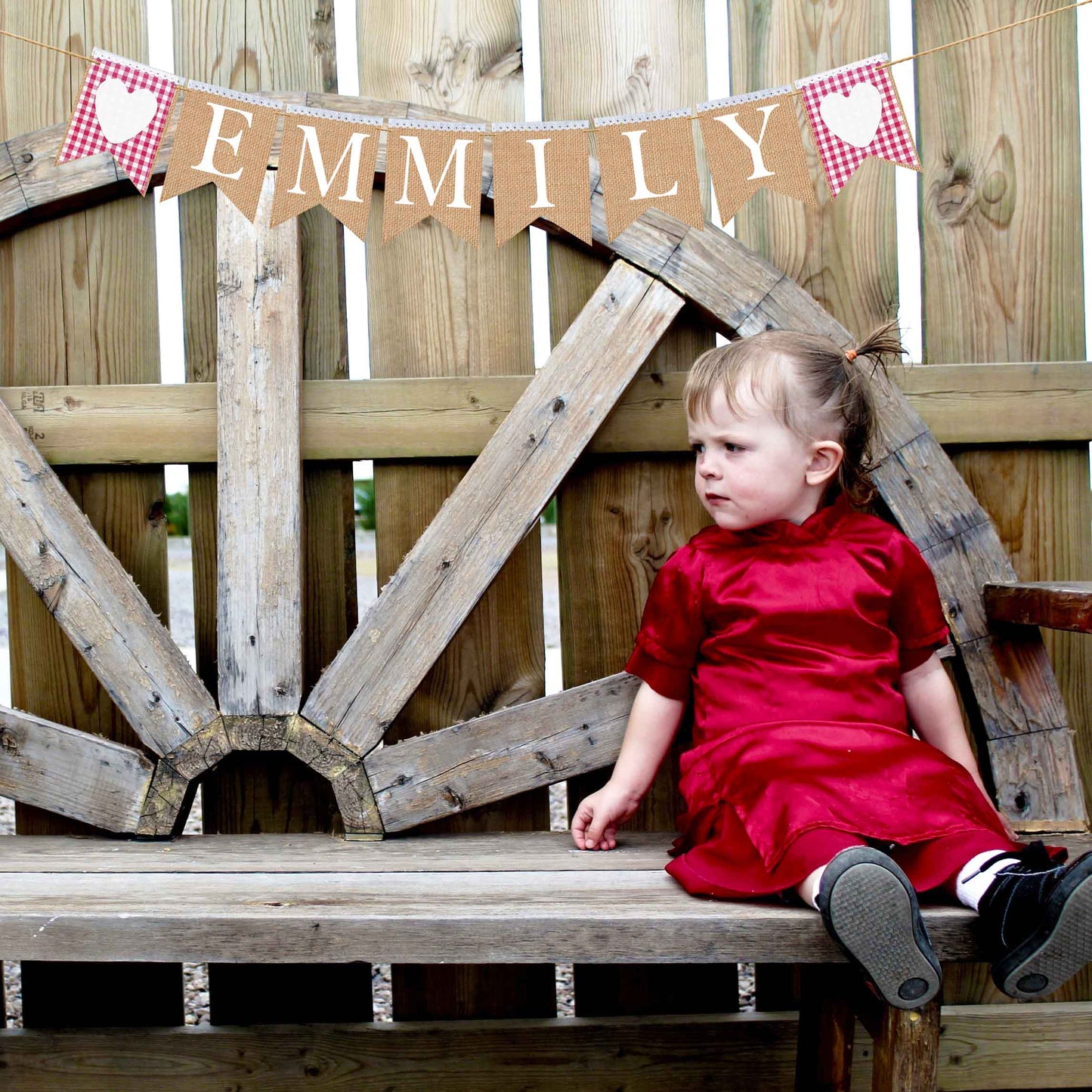 Customized banner, Gingham garland party, Love theme, Heart Garland White, Theme Farmhouse Rustic Wedding