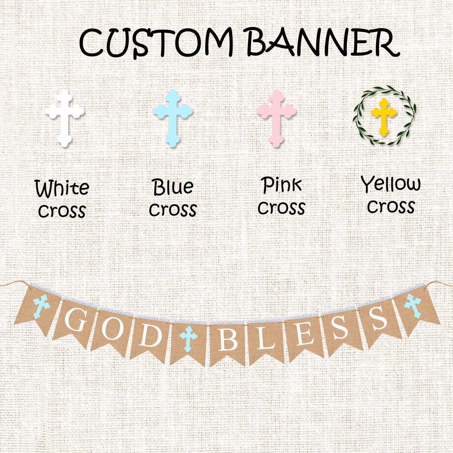 Customized baptism bunting banner, Baby shower, The first baby birthday, birthday party banner