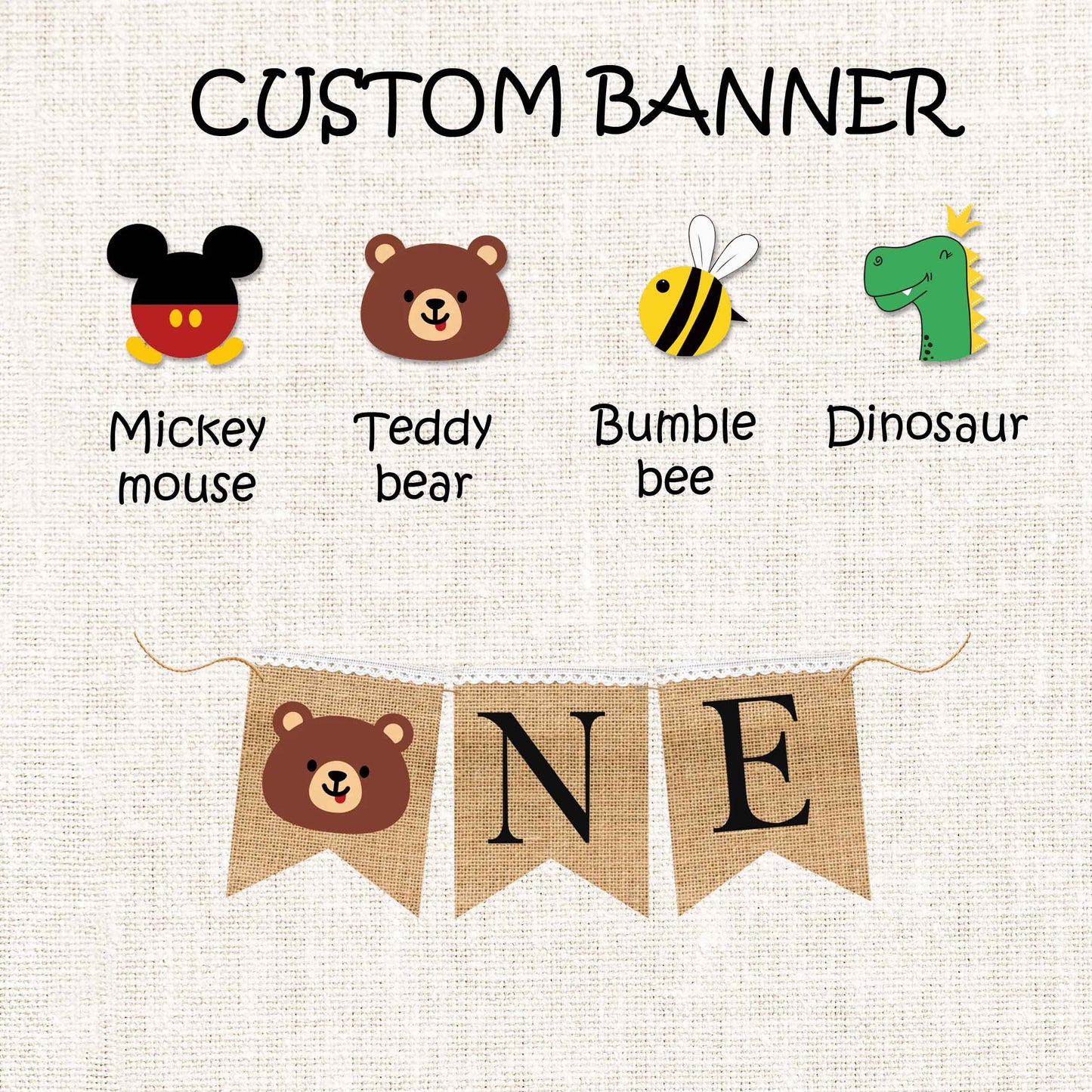 Customized One year birthday banner, birthday party banner, One highchair banner