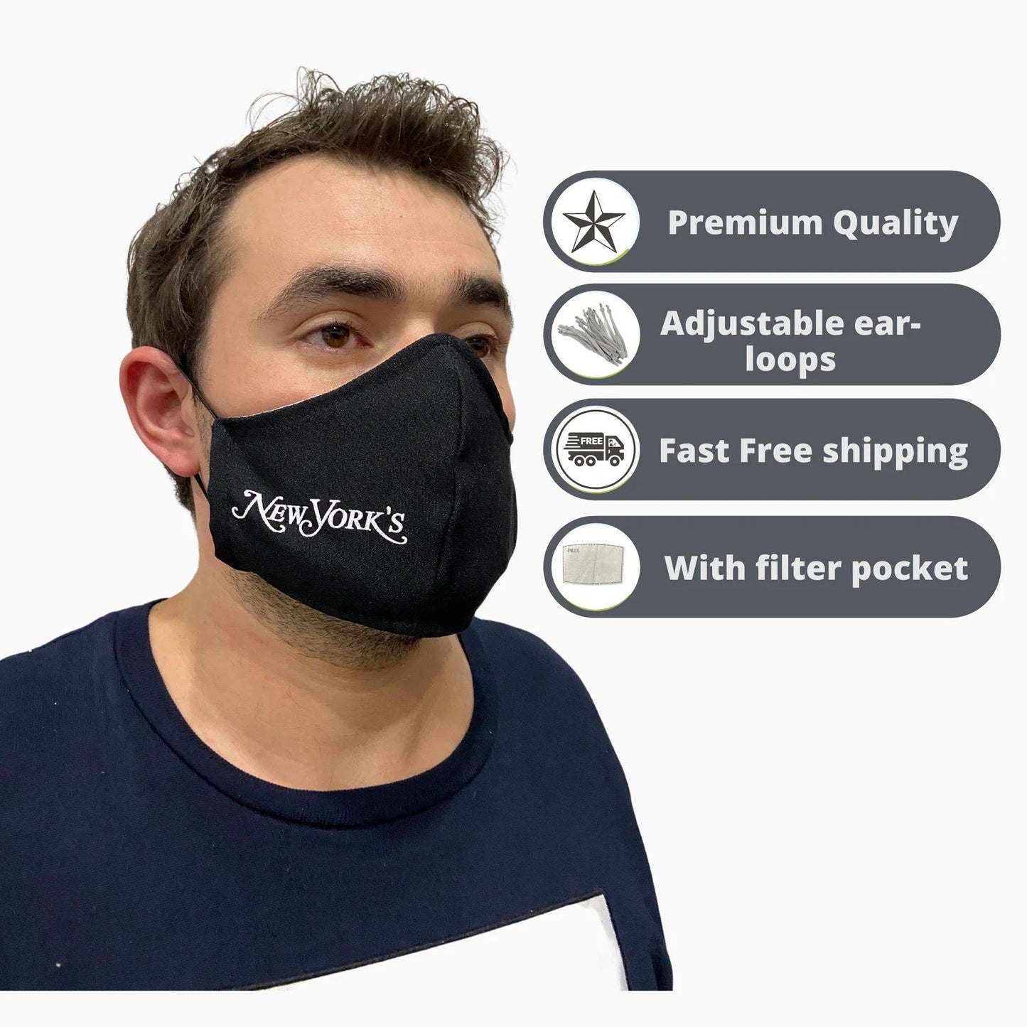 Wholesale custom logo face mask, bulk washable with adjustable straps