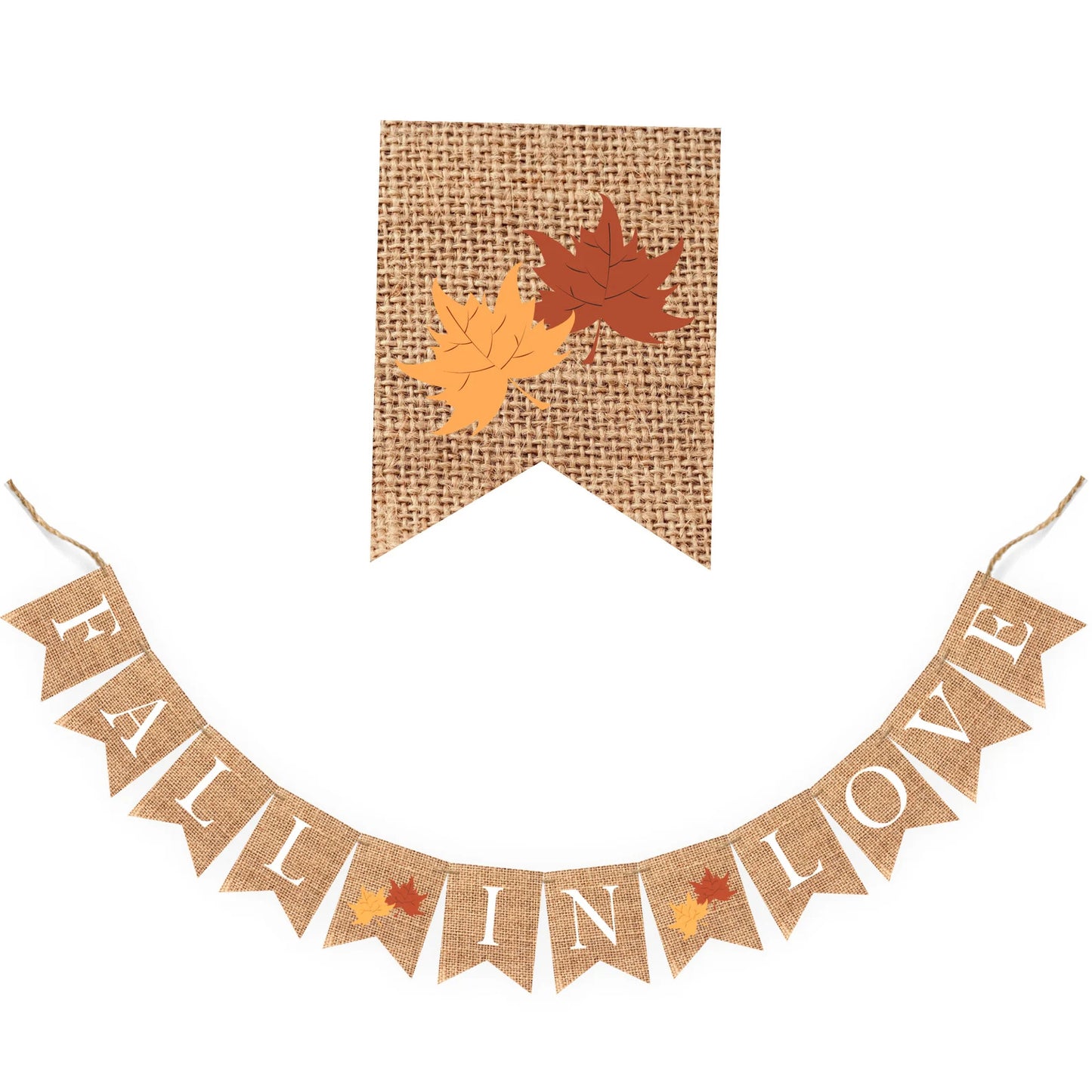 Fall In Love Burlap Bunting Banner - Rustic Wedding Bridal Shower Engagement Party Baby Shower Fall Wedding Decorations Birthday Party Decor