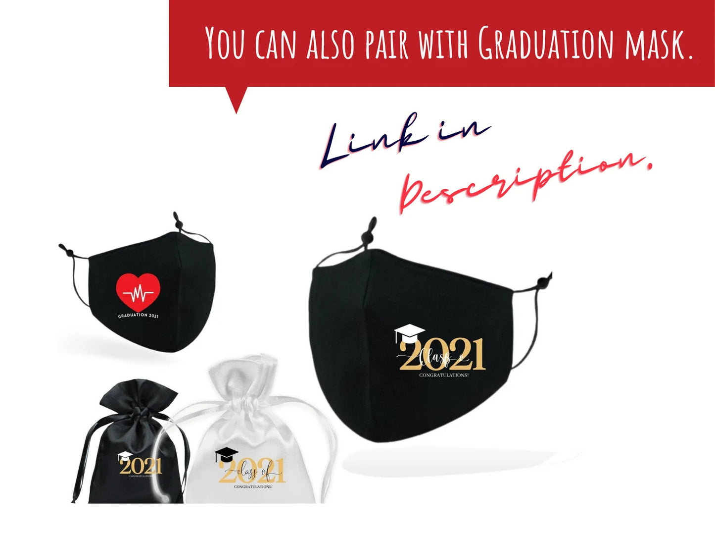 GRADUATION FAVORS 2021 for Guest, Graduation PARTY Face Mask with Bag, Graduation Bulk Gifts, Class of 2021