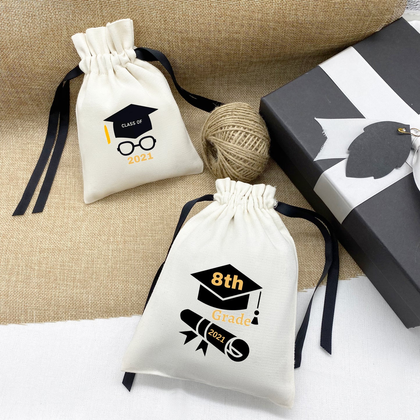 Personalized graduation party favor gift bags, party favors, high school and college celebrations