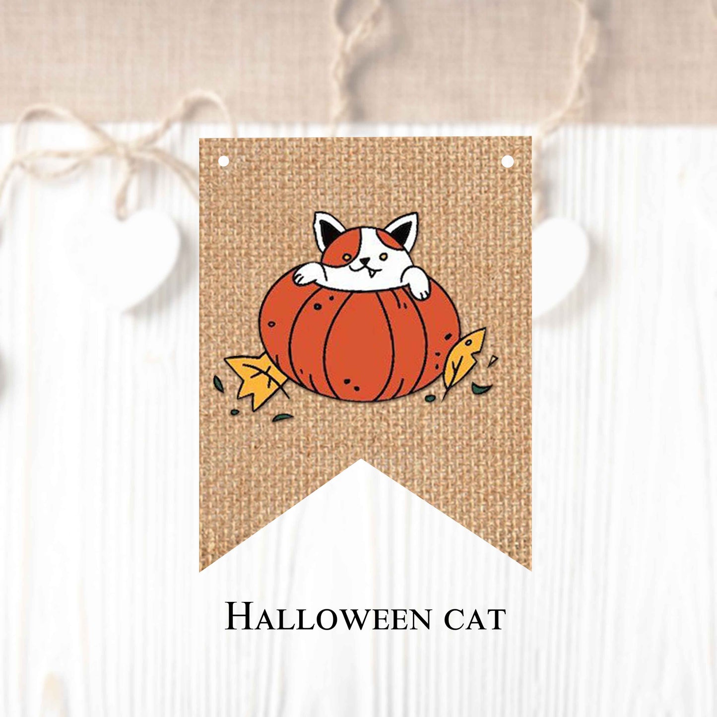 Halloween themed flags in regular and vintage style (10 pieces in a package) to create your own banner.