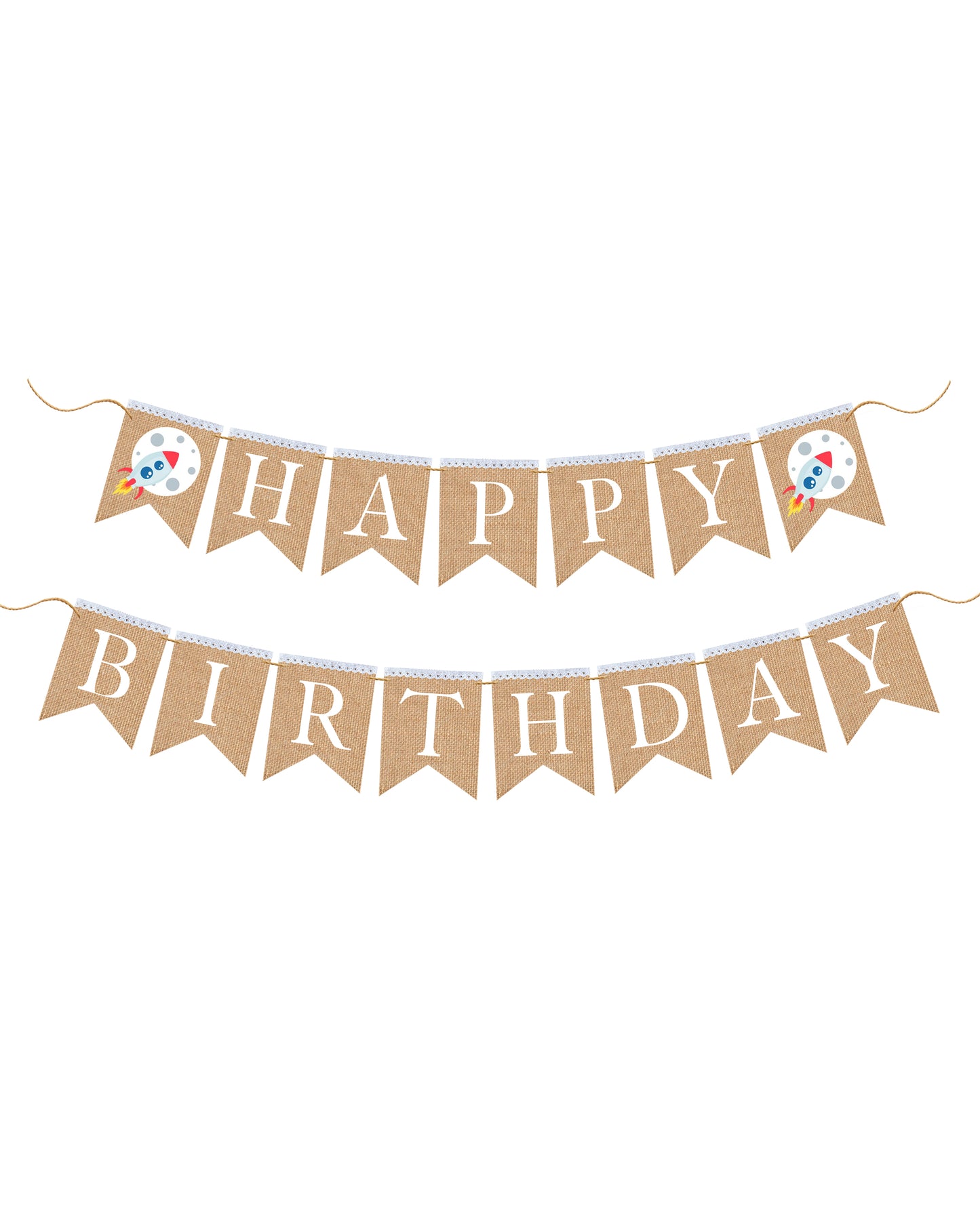 Rocket happy birthday burlap banner, First birthday banner, Rocket themed party.