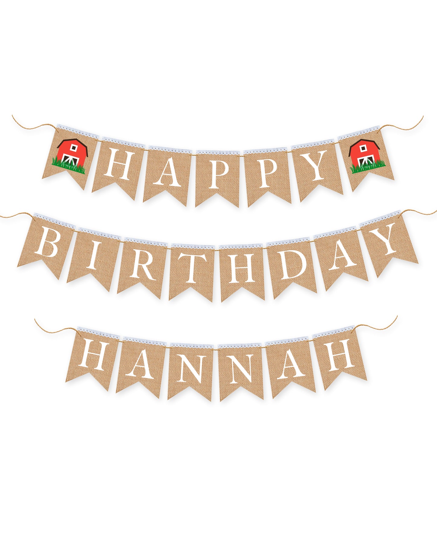 Barnyard Personalized Happy Birthday burlap banner, First birthday banner, Barnyard themed party.