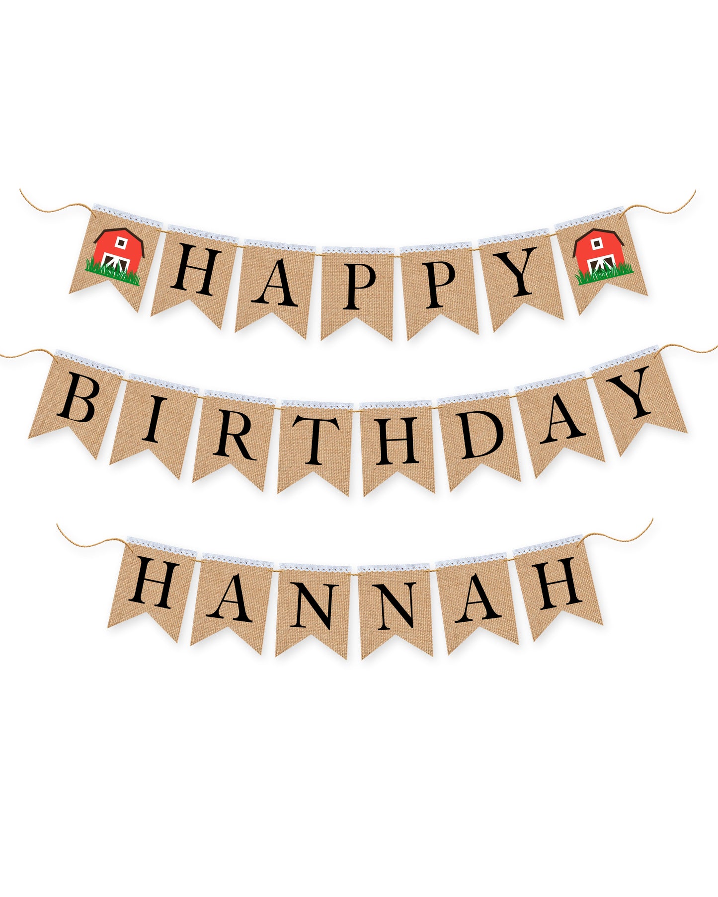 Barnyard Personalized Happy Birthday burlap banner, First birthday banner, Barnyard themed party.