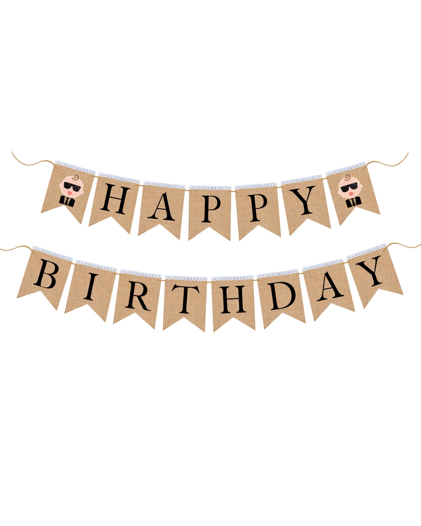 Boss Baby happy birthday burlap banner, First birthday banner, Boss baby themed party.