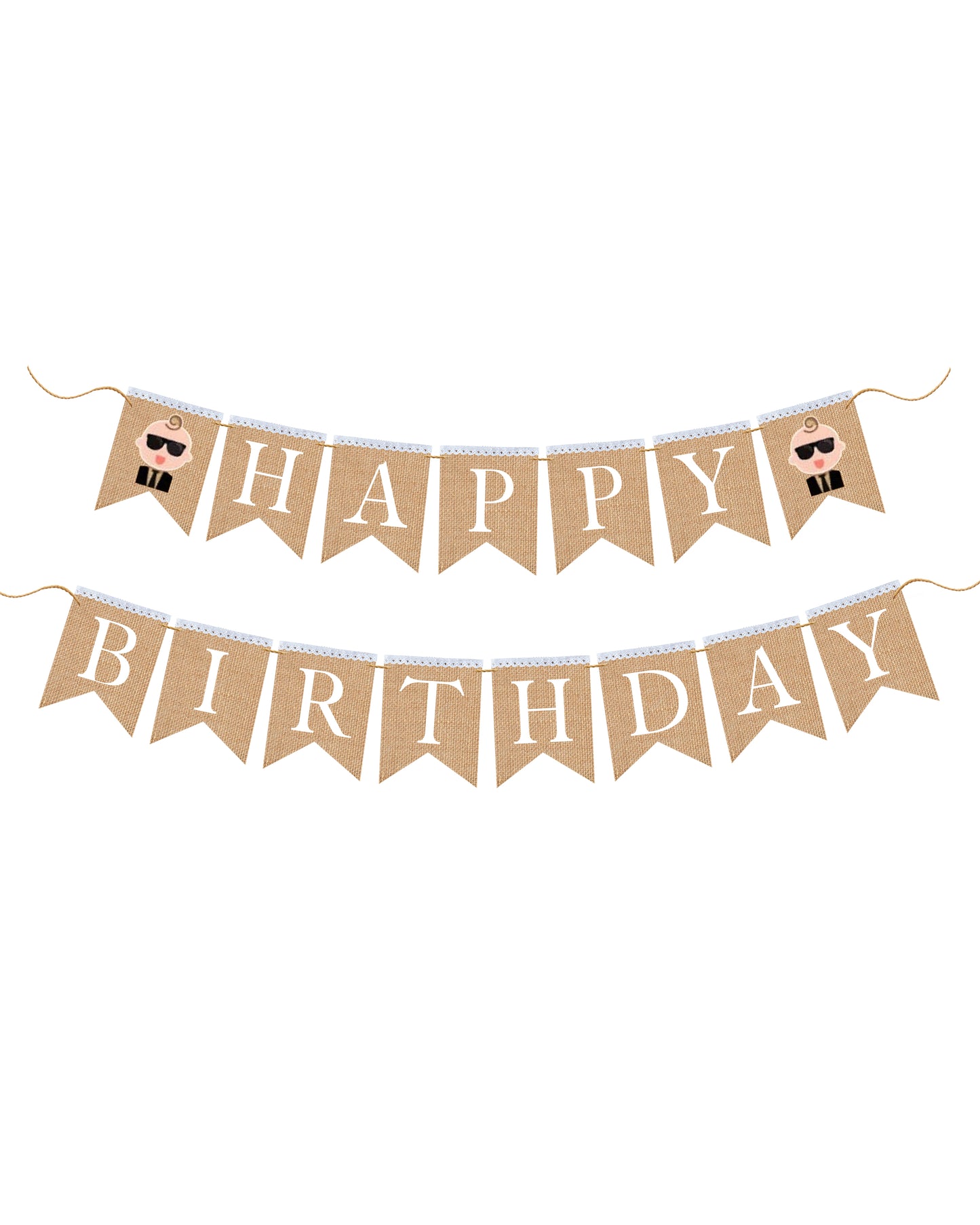 Boss Baby happy birthday burlap banner, First birthday banner, Boss baby themed party.