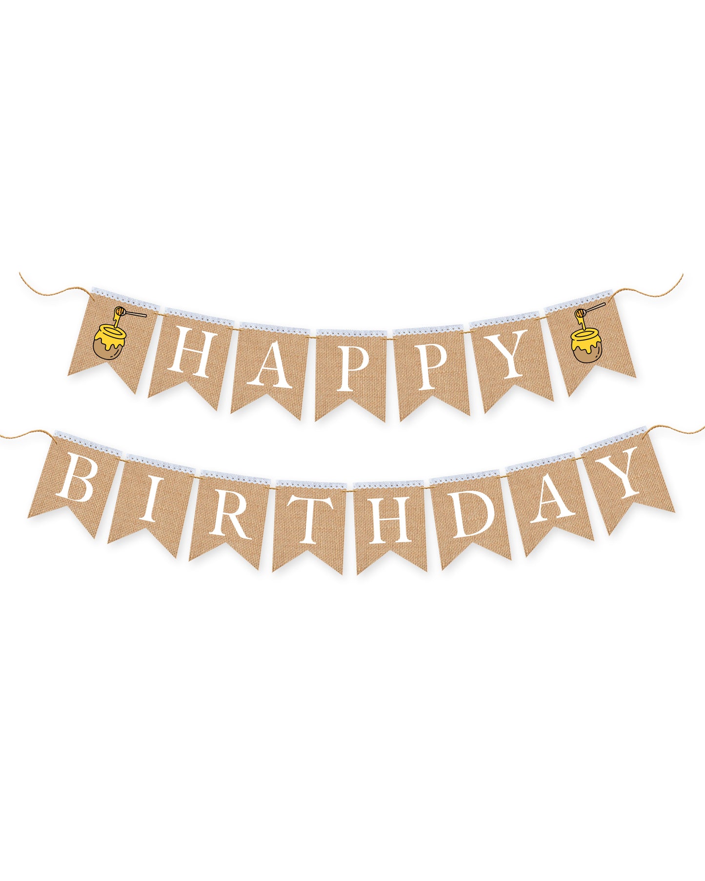 Winnie Pooh happy birthday banner, burlap birthday banner, happy birthday bunting, birthday flag, party decorations