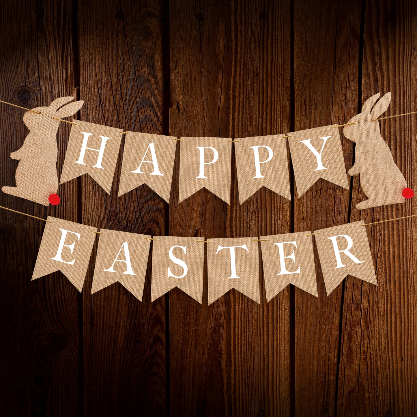 Happy Easter Banner | Bunting pennant Rabbit Rustic Farmhouse Decoration Easter Decor Bunnies