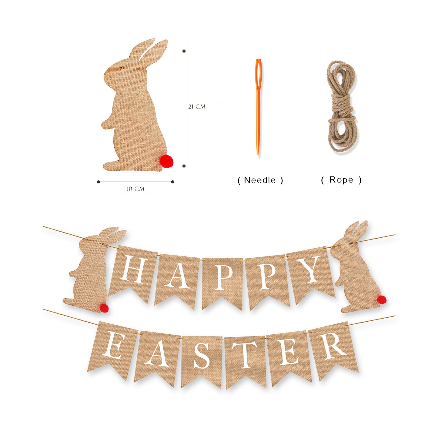 Happy Easter Banner | Bunting pennant Rabbit Rustic Farmhouse Decoration Easter Decor Bunnies