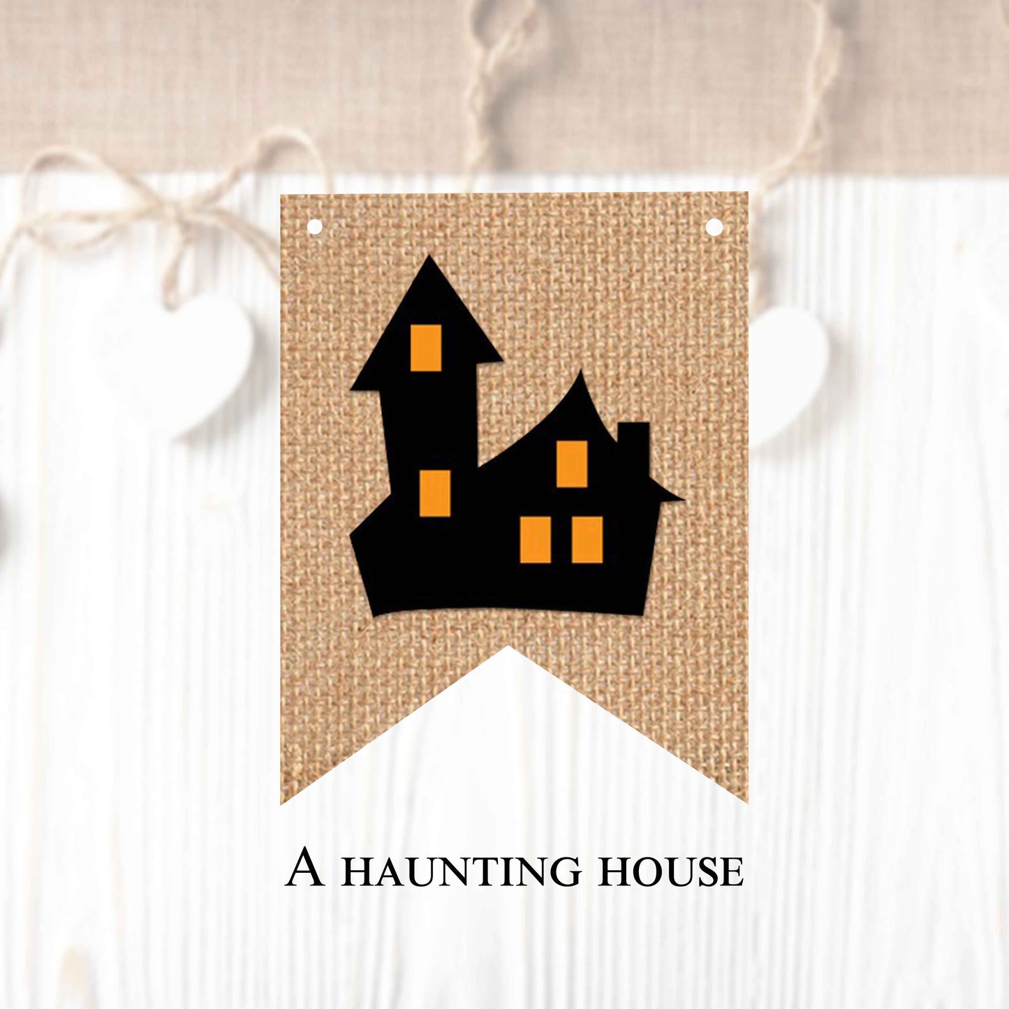 Halloween themed flags in regular and vintage style (10 pieces in a package) to create your own banner.