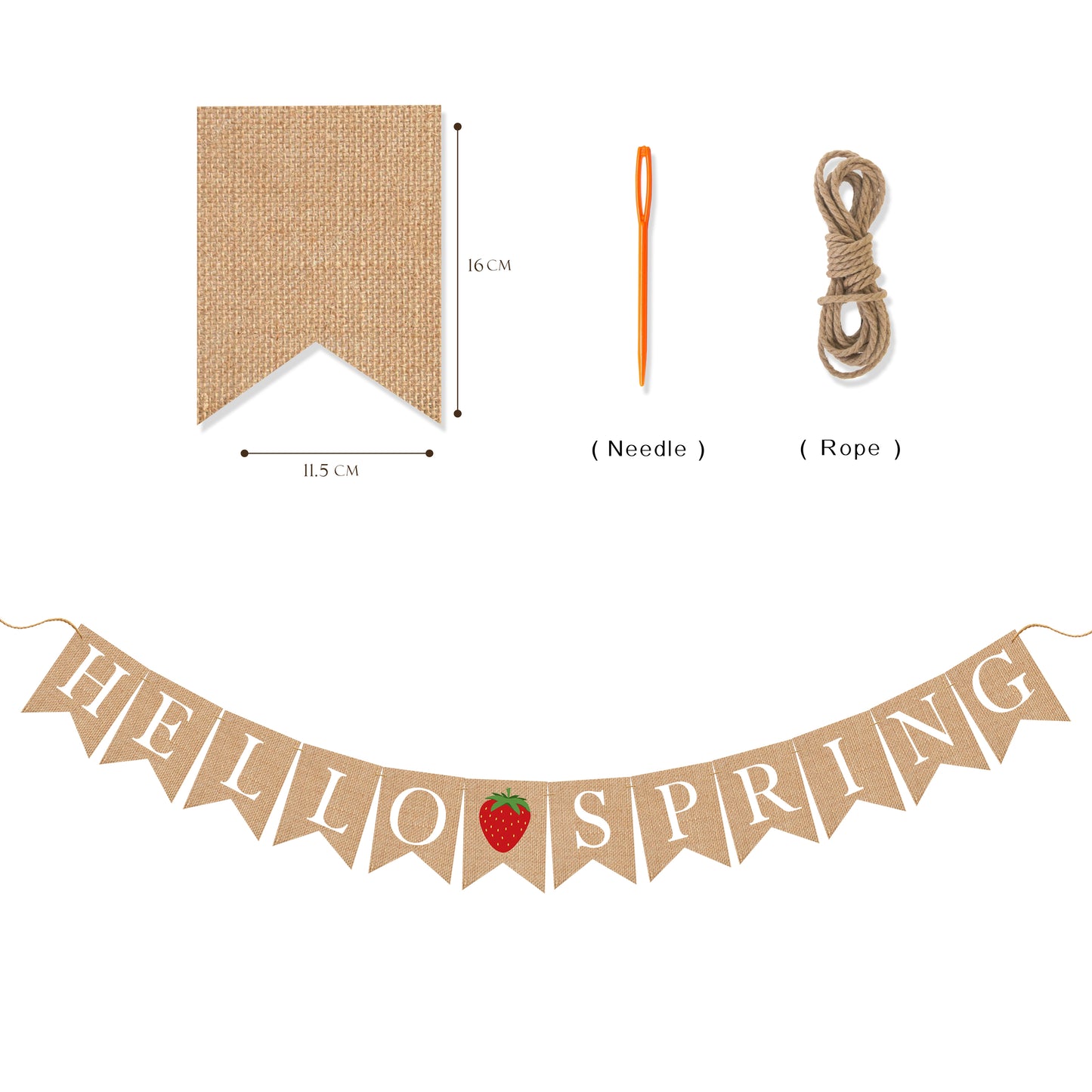 Hello Spring Banner - Strawberry Theme, Happy Spring Strawberry birthday decorations Burlap Banner, birthday garden decorations