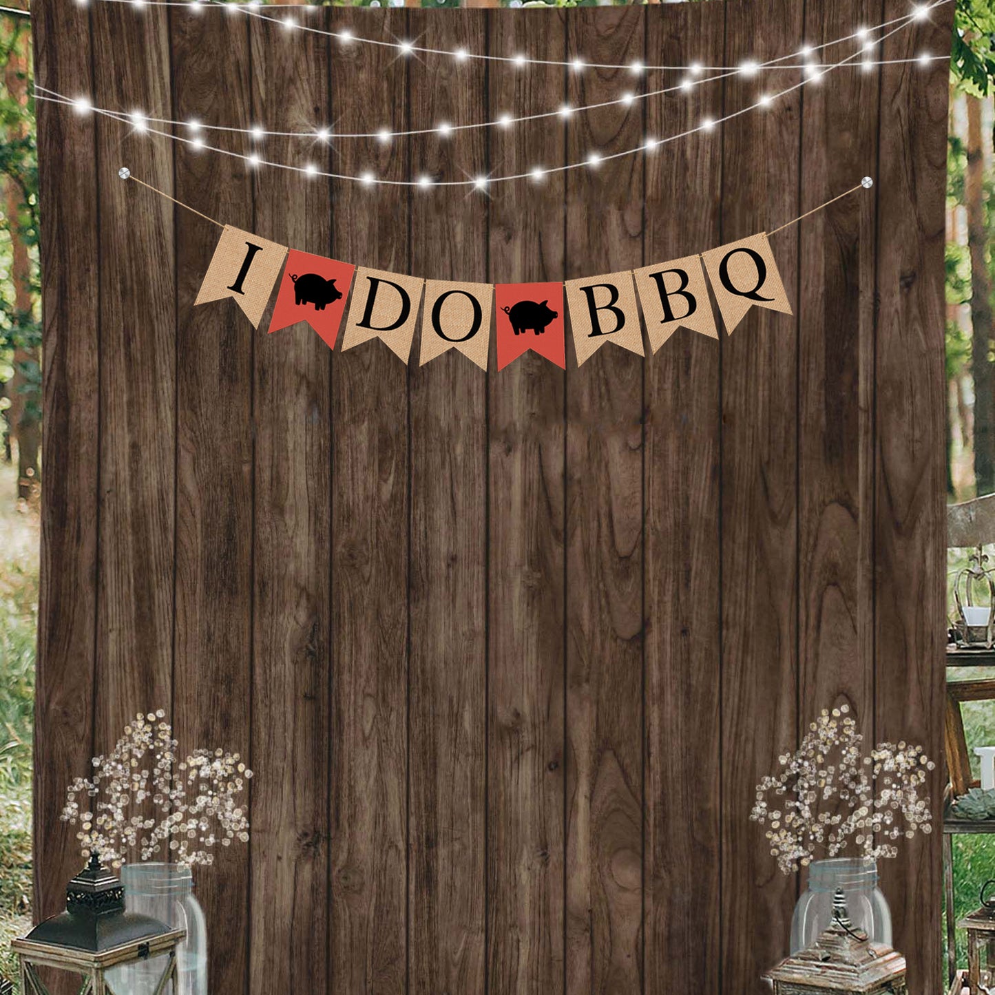 I Do BBQ Bunting Banner, rustic wedding decorations, barn wedding decor, photo props wedding, custom bunting banner garland