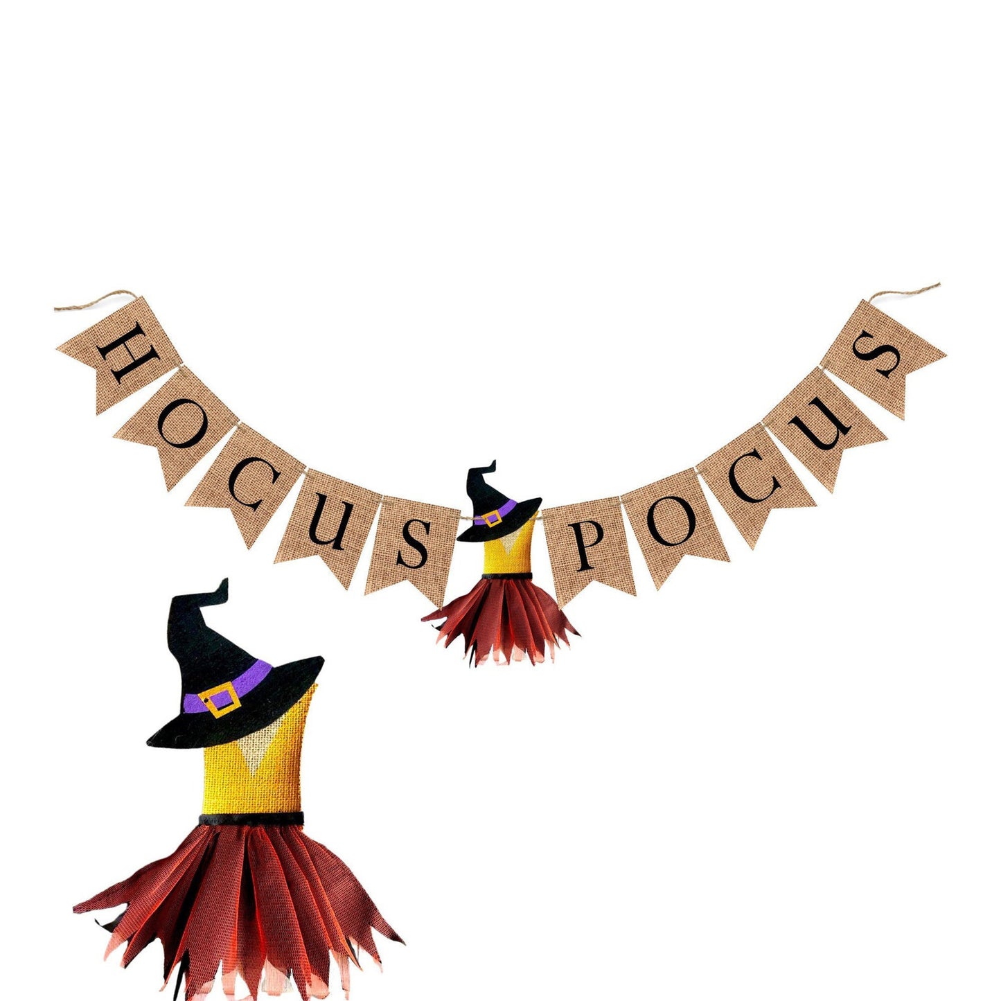 Hocus Pocus Halloween Burlap Banner Bunting