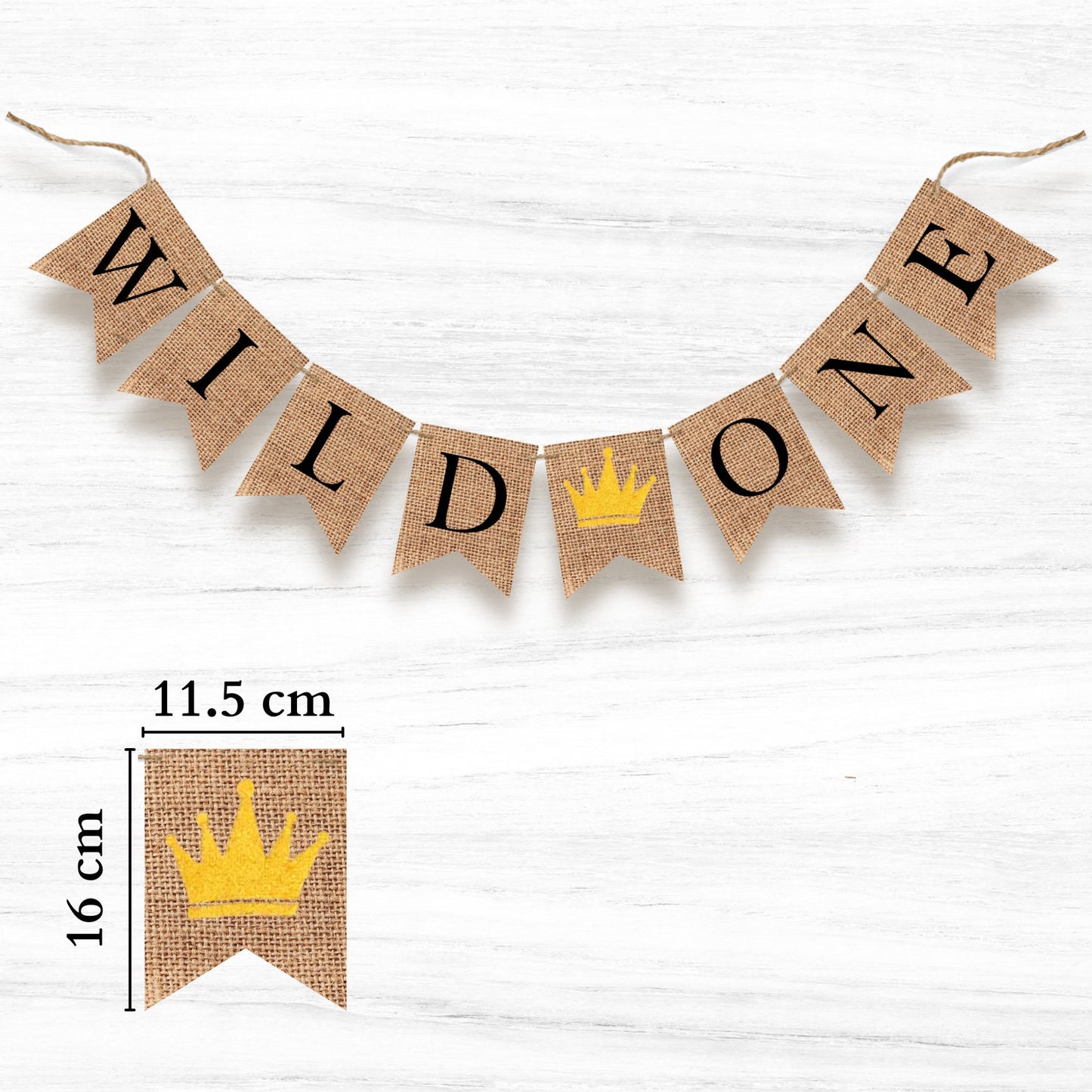 WILD ONE WITH GOLD GLITTER CROWN | 1st FIRST BIRTHDAY BOY GIRL DECORATION BUNTING