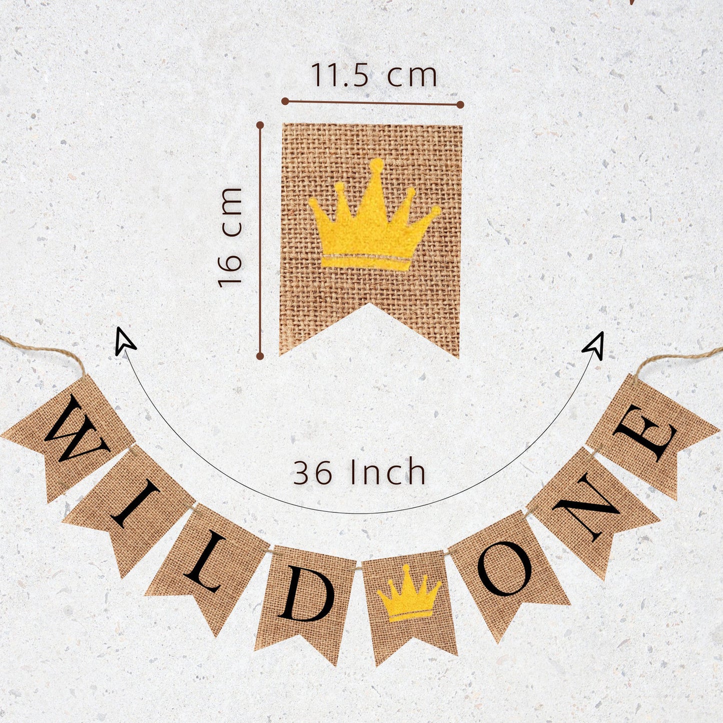 WILD ONE WITH GOLD GLITTER CROWN | 1st FIRST BIRTHDAY BOY GIRL DECORATION BUNTING