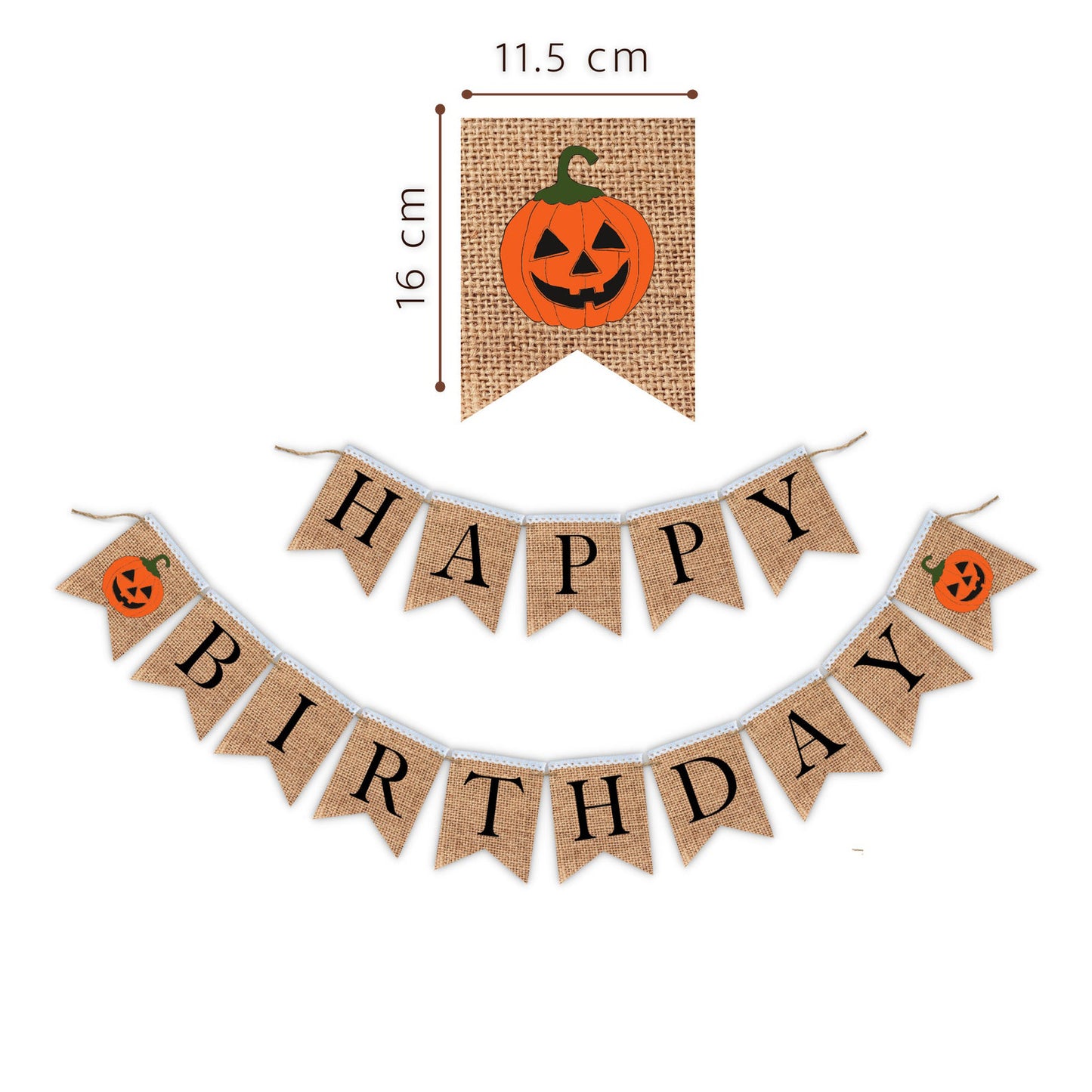 Happy Birthday Halloween theme Banner with Jack-o-lantern bunting for Party decoration