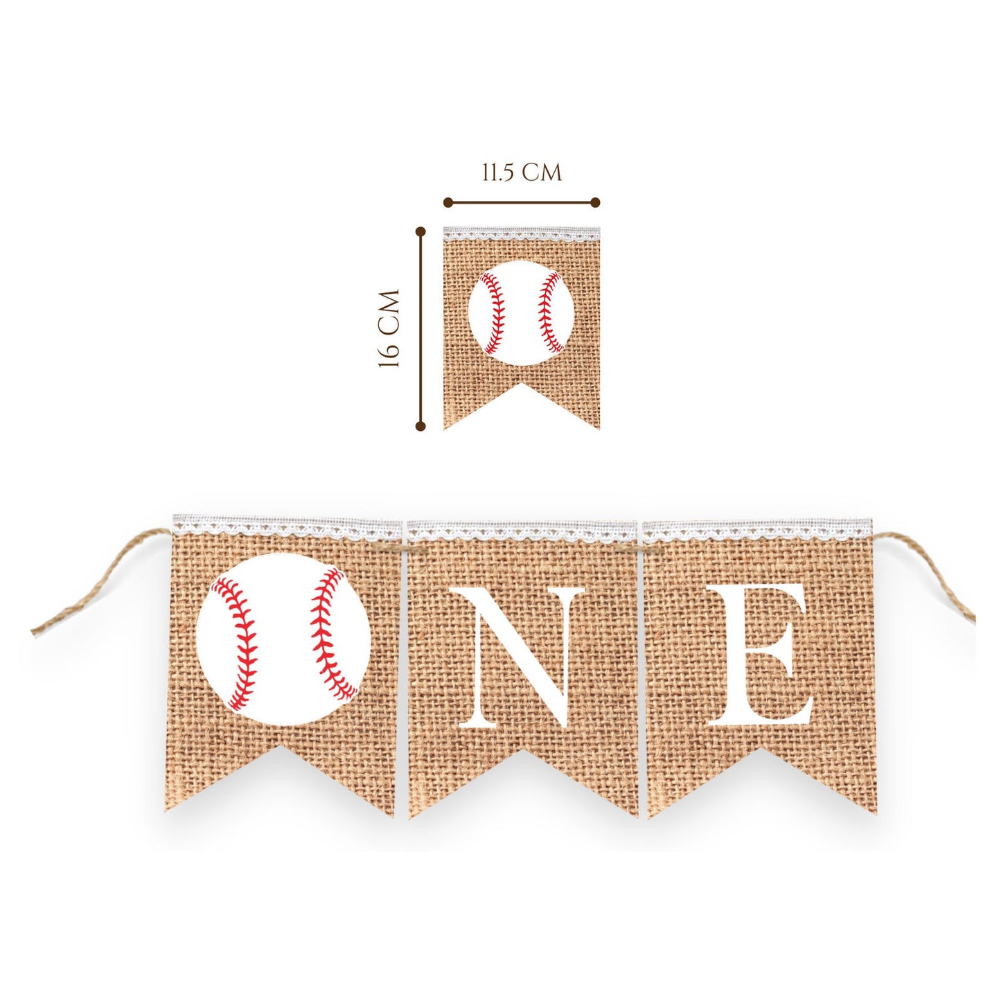 BASEBALL FIRST BIRTHDAY BURLAP BUNTING BANNER