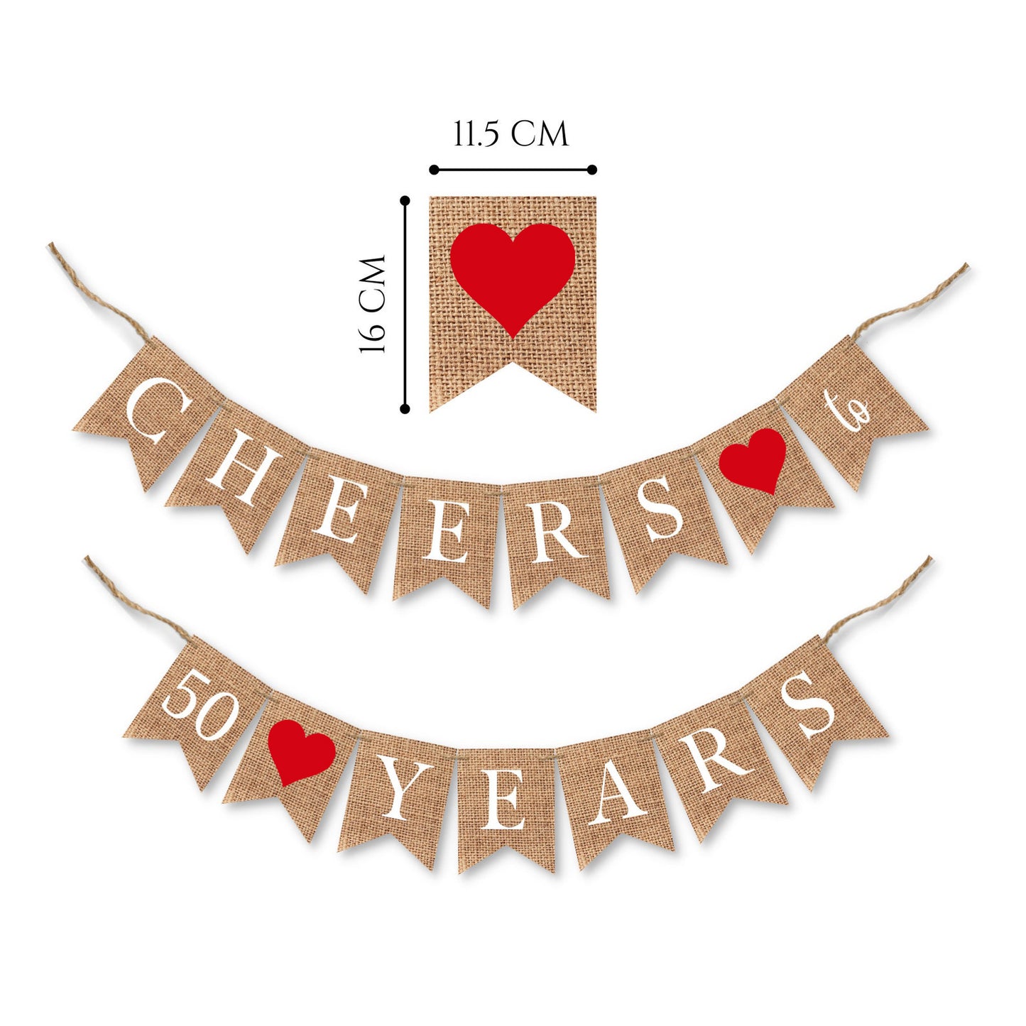 50th Anniversary or Birthday Burlap Banner Bunting