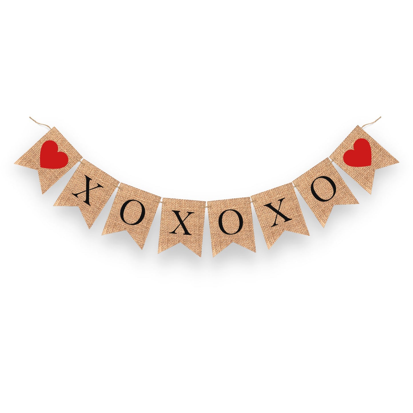 VALENTINE XOXO GARLAND - xoxoxo Sign Banner Red Heart Rustic Wedding Bunting, Valentines garland decoration