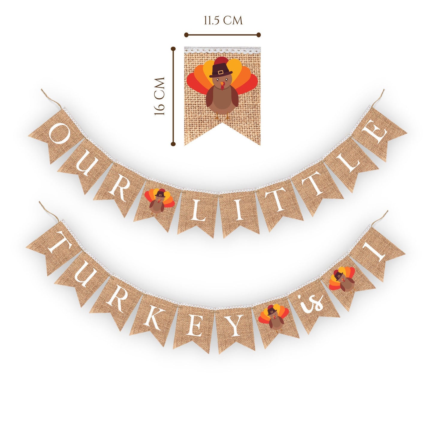 Our little turkey is turning 1 one, Thanksgiving first Birthday decor Rustic Burlap banner bunting for party decorations