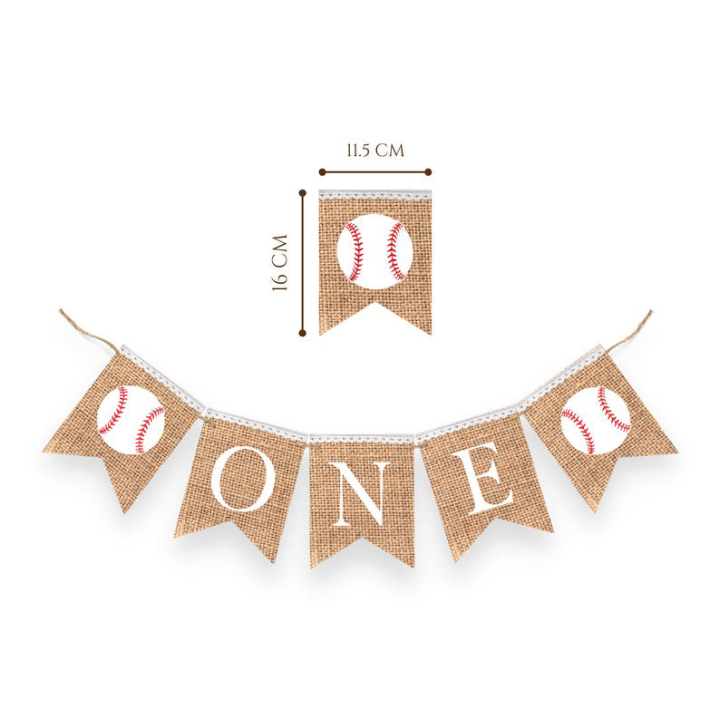 VINTAGE BASEBALL FIRST BIRTHDAY BURLAP BUNTING BANNER