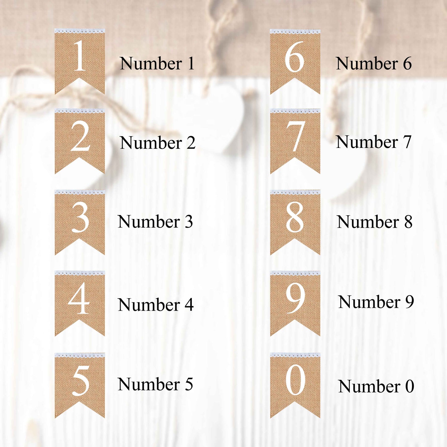 Single Number flags in  white regular & vintage style ( 10pieces in package ) to create your own banner.