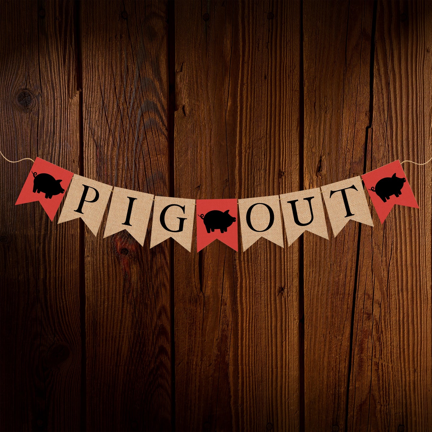 Pig Out Bunting Banner, Backyard birthday theme, Event Decor, Food Table Hanging Sign