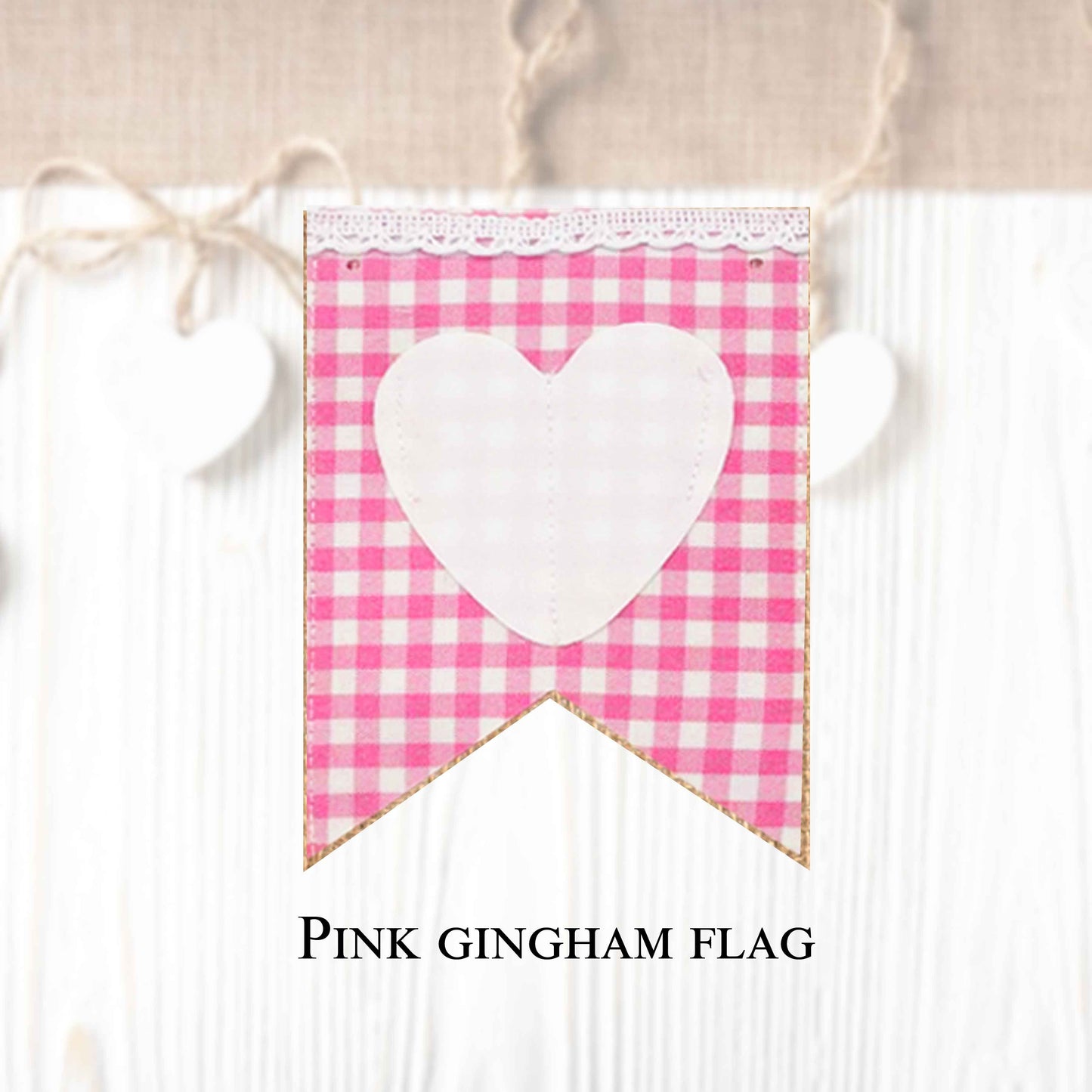 Gingham flags in regular and vintage style (10 pieces in a package) to create your own banner.