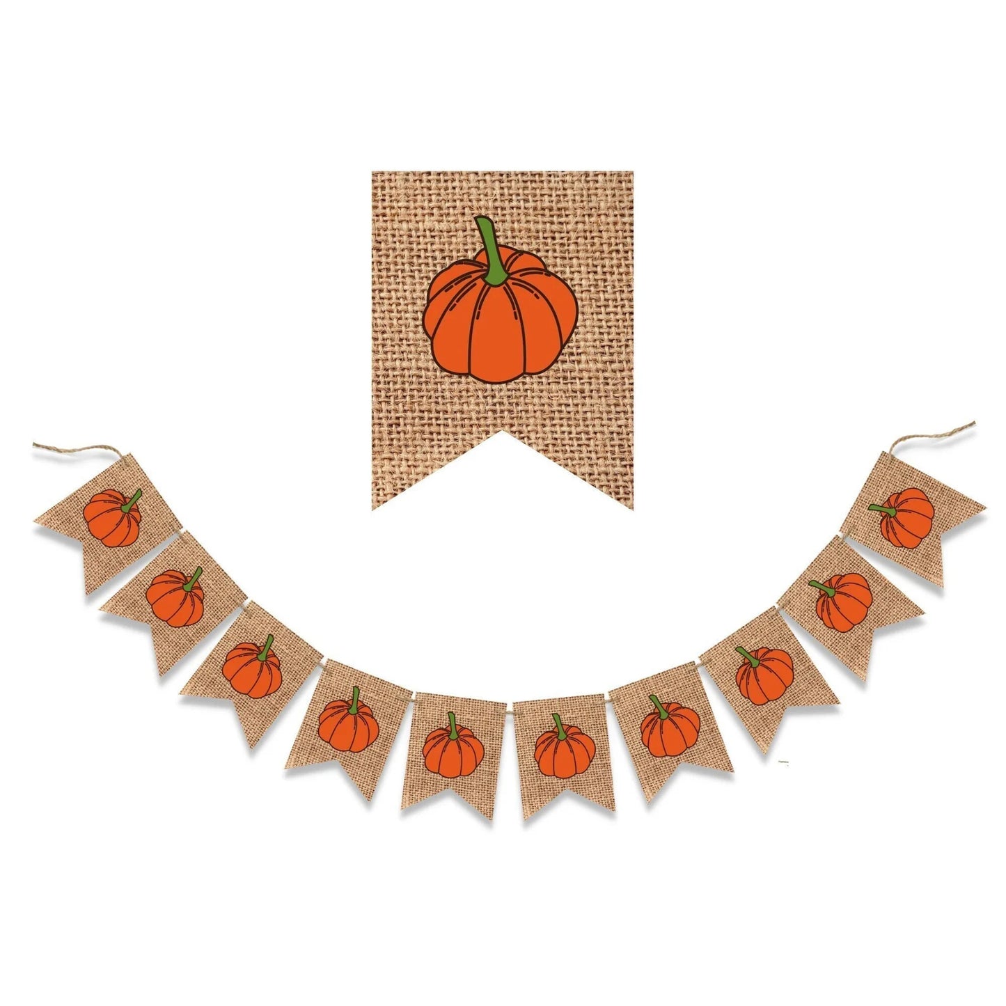 Pumpkin Garland Farmhouse for fireplace | Rustic Fall Decorations | Autumn Decor | Rustic Farmhouse Home Decor | Thanksgiving Burlap bunting