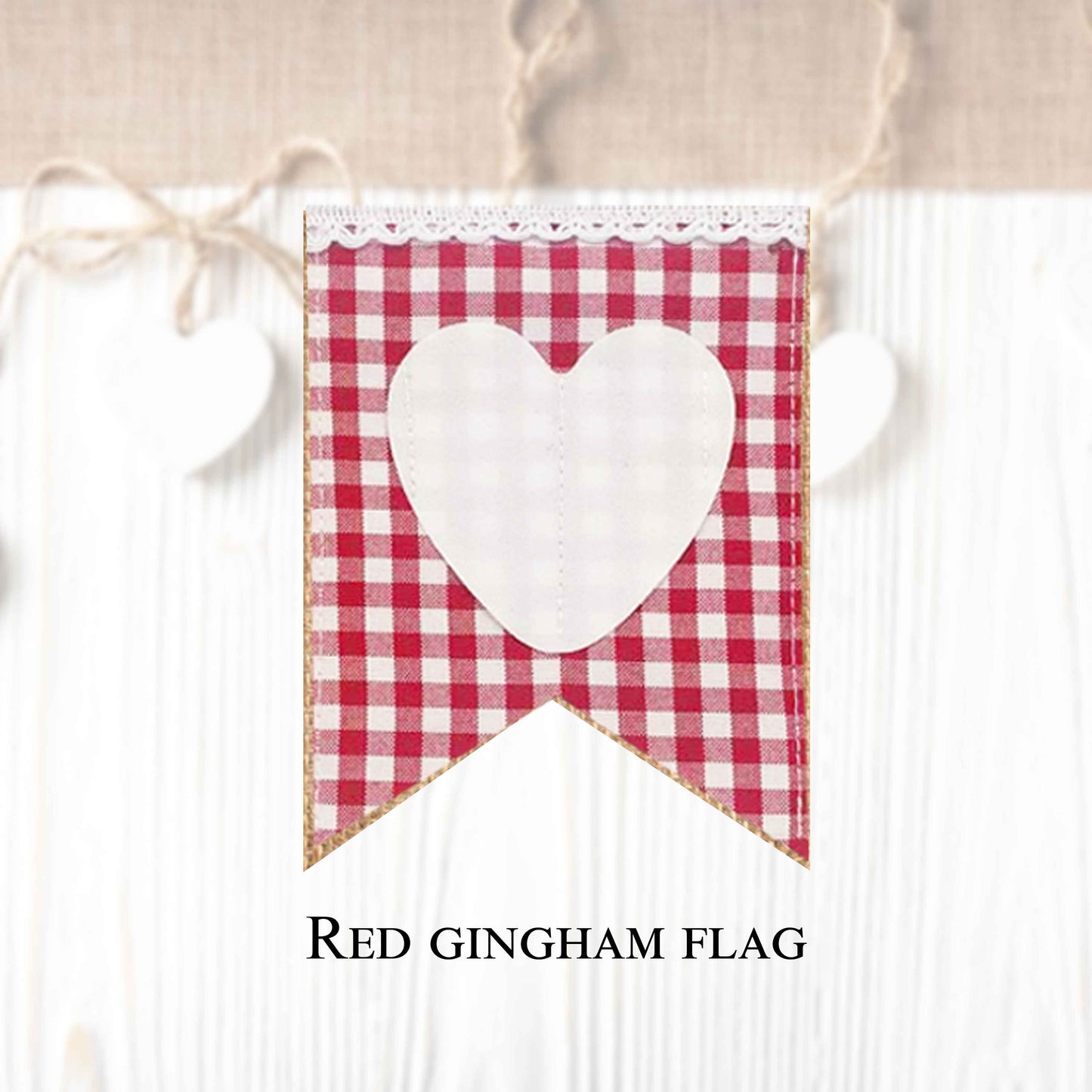 Gingham flags in regular and vintage style (10 pieces in a package) to create your own banner.