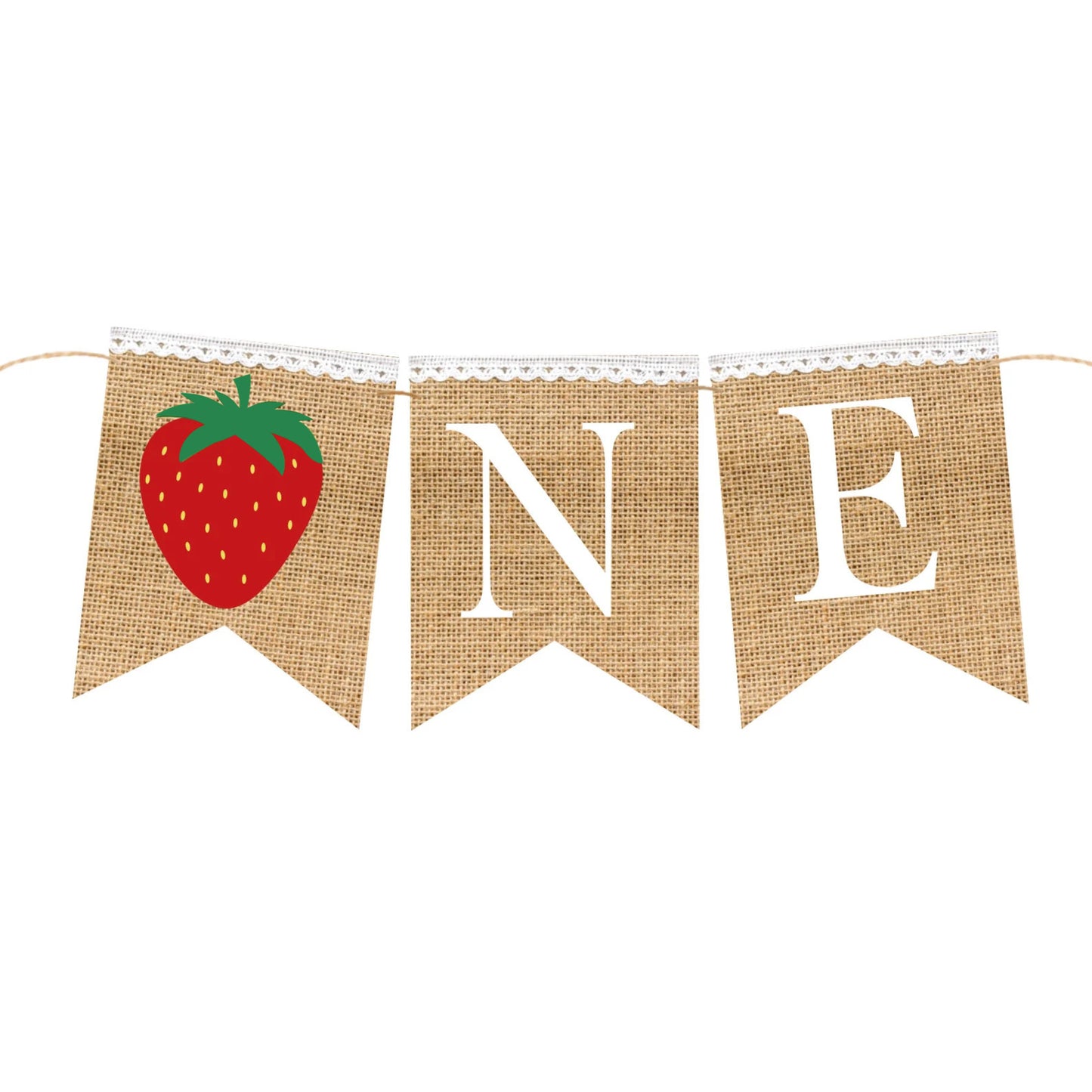 FIRST BIRTHDAY STRAWBERRY One Banner - Strawberry Theme High Chair Bunting 1st First Birthday Banner, Smash Cake Photo Prop backdrop garland