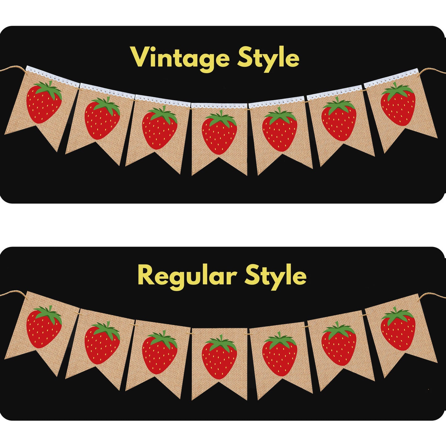 STRAWBERRY Banner - Strawberry Theme High Chair Bunting 1st First Birthday Banner, Smash Cake Photo Prop backdrop garland