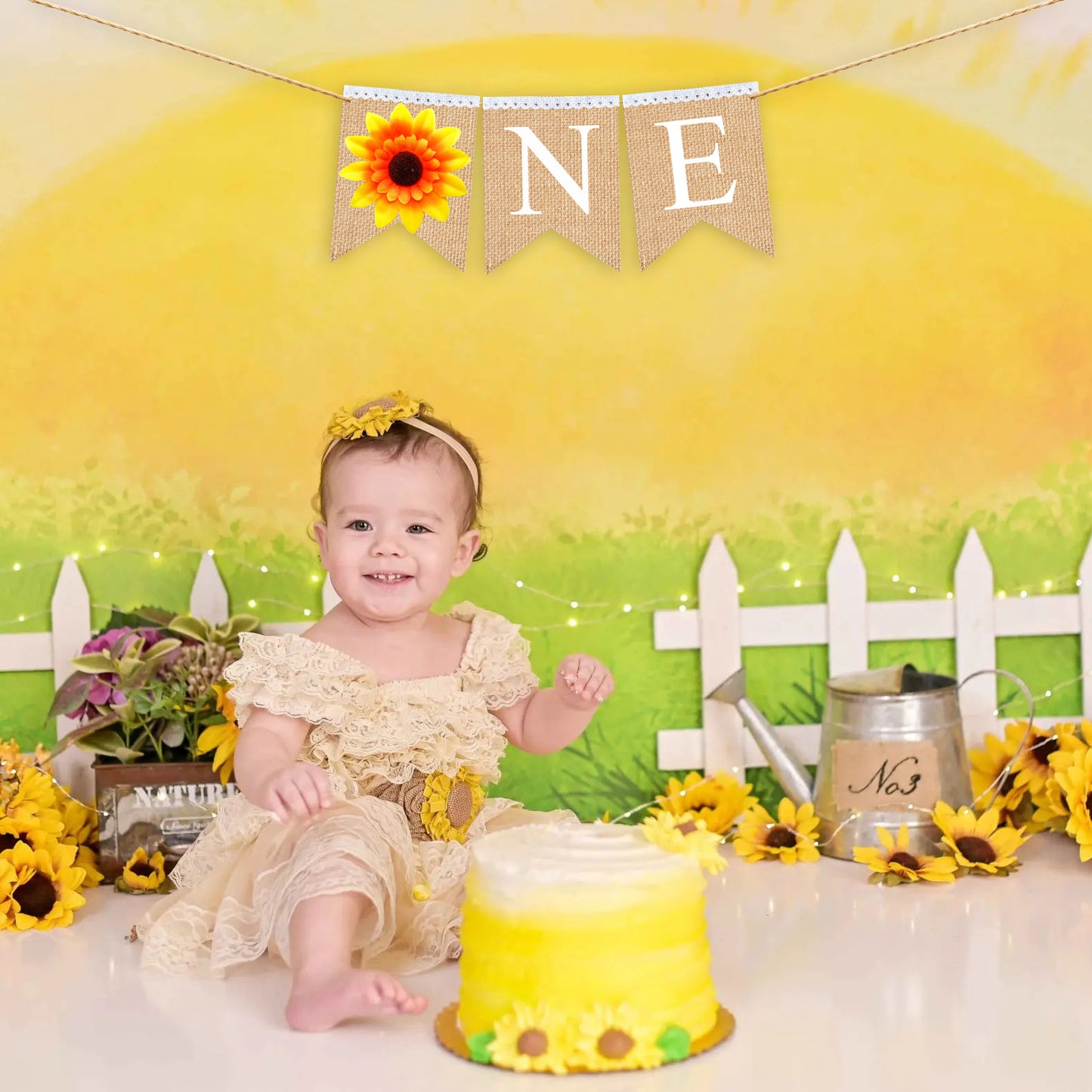 Sunflower BIRTHDAY One Highchair Banner - SUNFLOWER 1st Birthday, SUNFLOWER theme First Birthday party